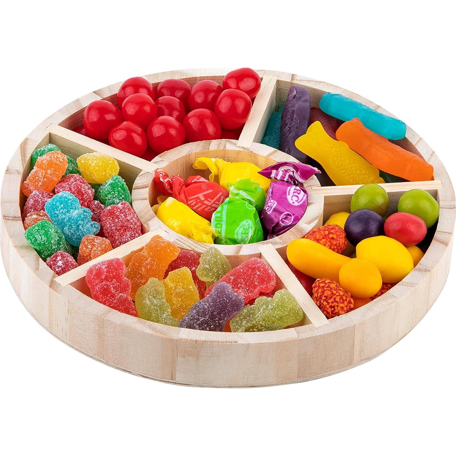 Bandeja Redonda Dividida de Madera Hammont - 21.6 cm - Paquete de 3