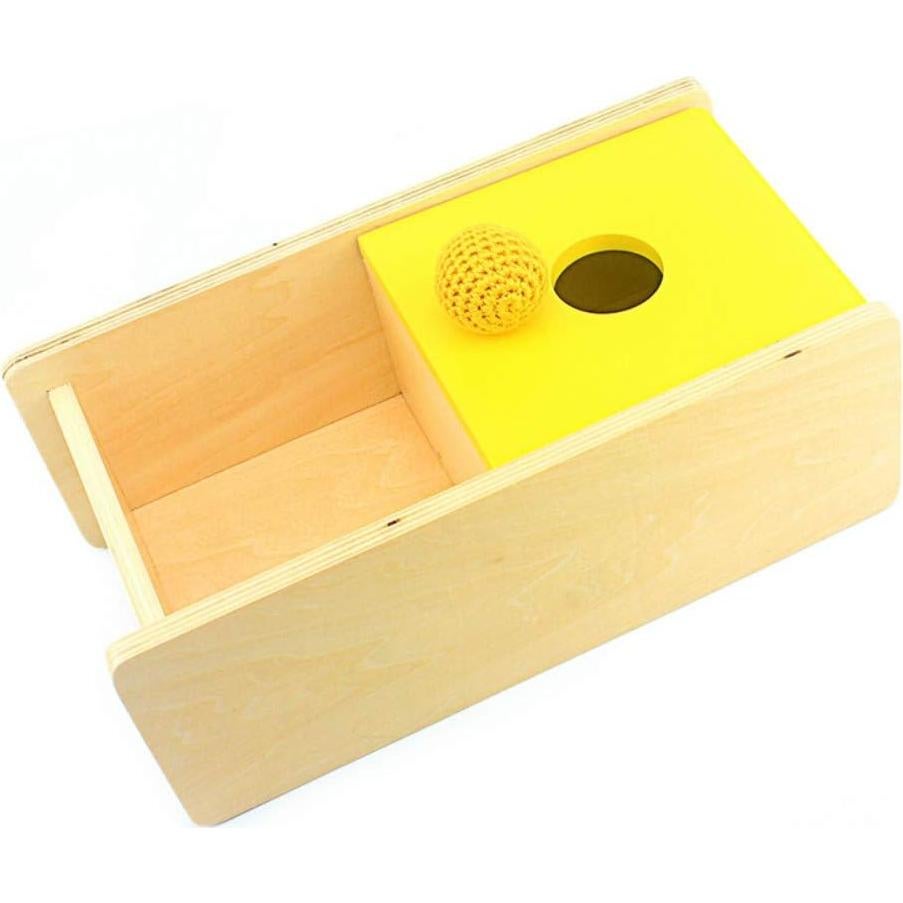 Caja Imbucare Montessori DANNI con Tapa Abatible y Pelota de Tejido