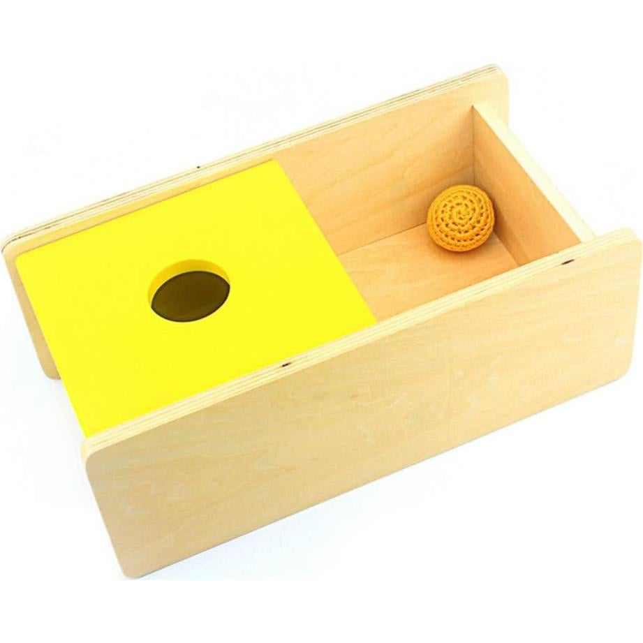 Caja Imbucare Montessori DANNI con Tapa Abatible y Pelota de Tejido