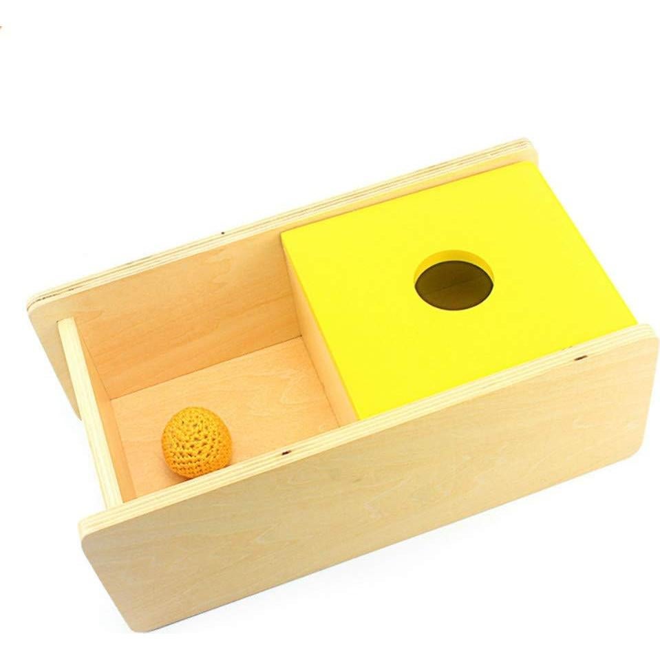 Caja Imbucare Montessori DANNI con Tapa Abatible y Pelota de Tejido