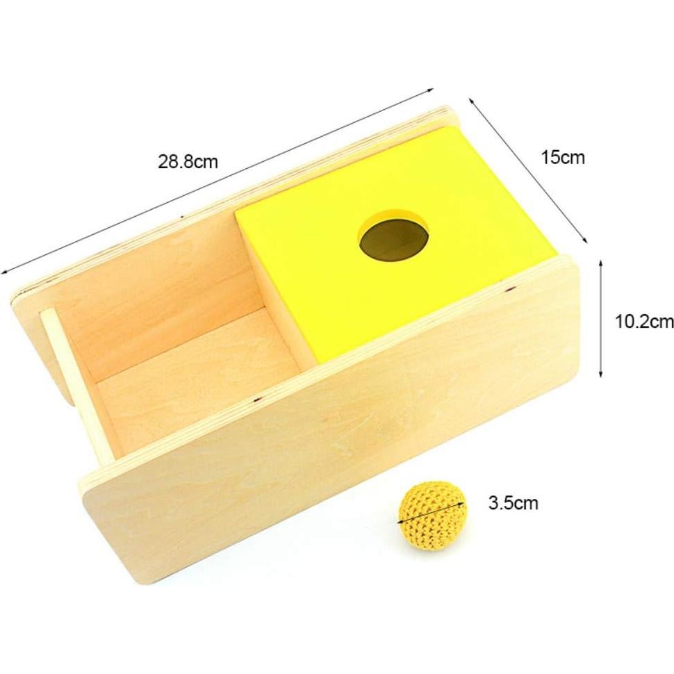 Caja Imbucare Montessori DANNI con Tapa Abatible y Pelota de Tejido