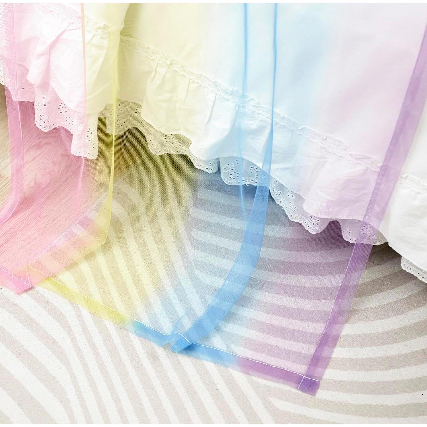 Cortinas de Cama Canopy Mengersi Twin XL Arcoíris con Luces