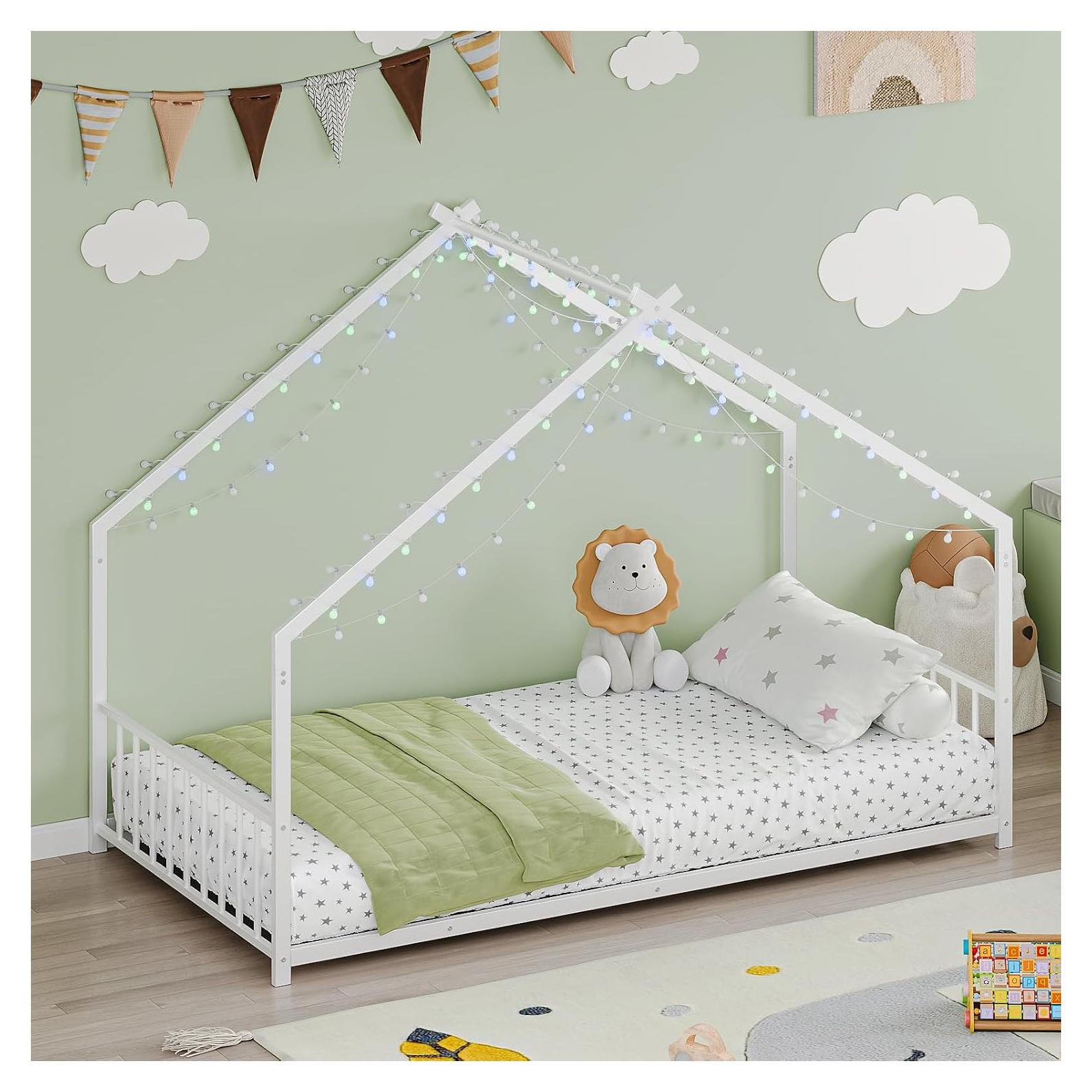 Cama Casa Twin WDYLWFHW con Luces LED y Estructura de Metal