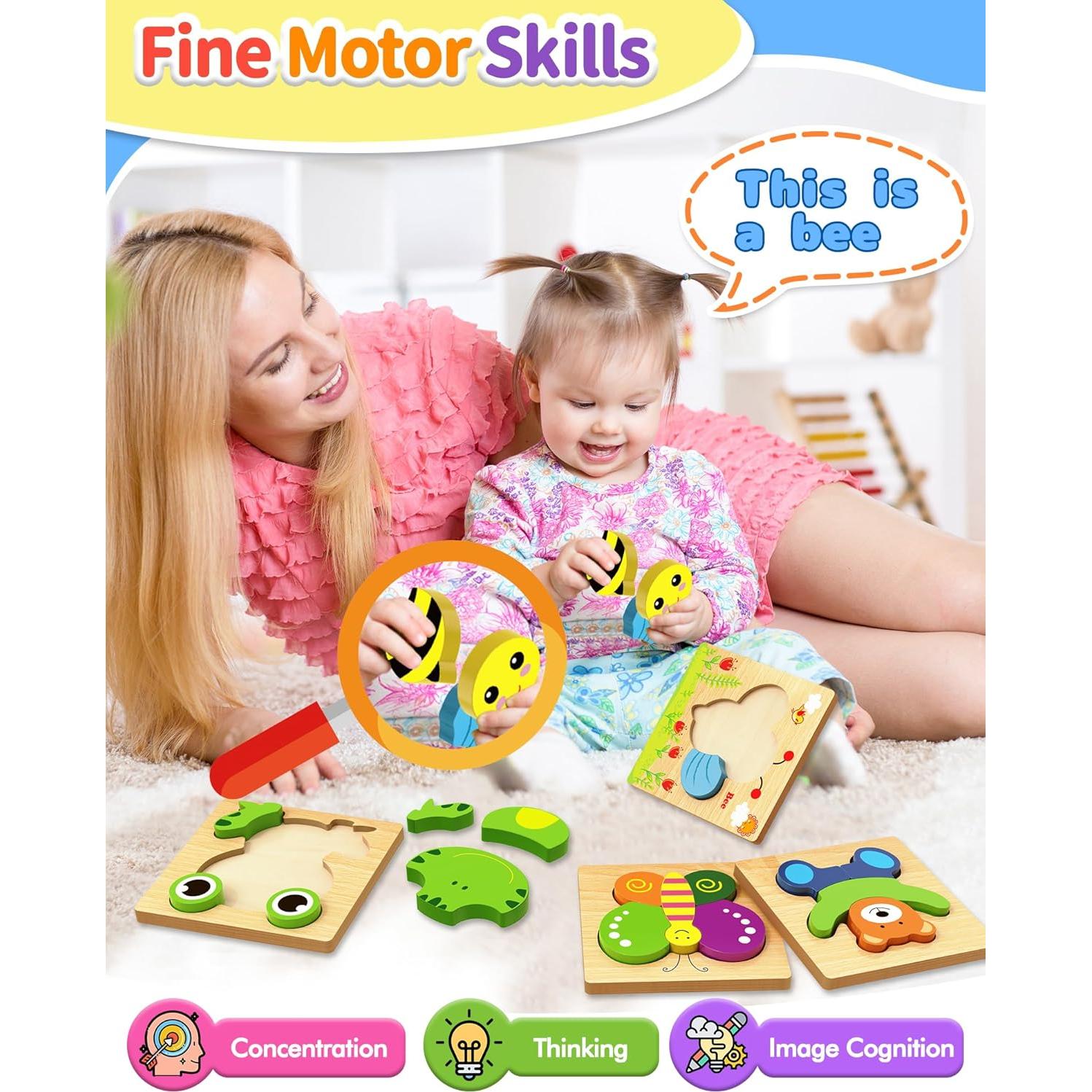 Rompecabezas de Madera Bekayshad para Niños - 4 Piezas Educativas