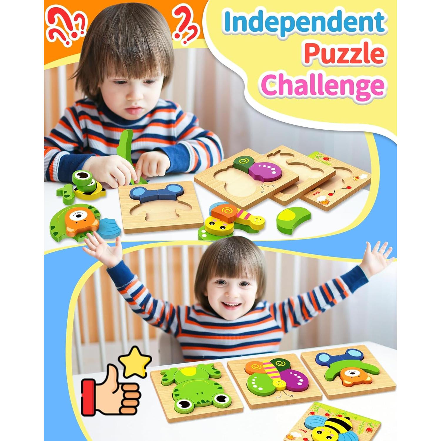 Rompecabezas de Madera Bekayshad para Niños - 4 Piezas Educativas