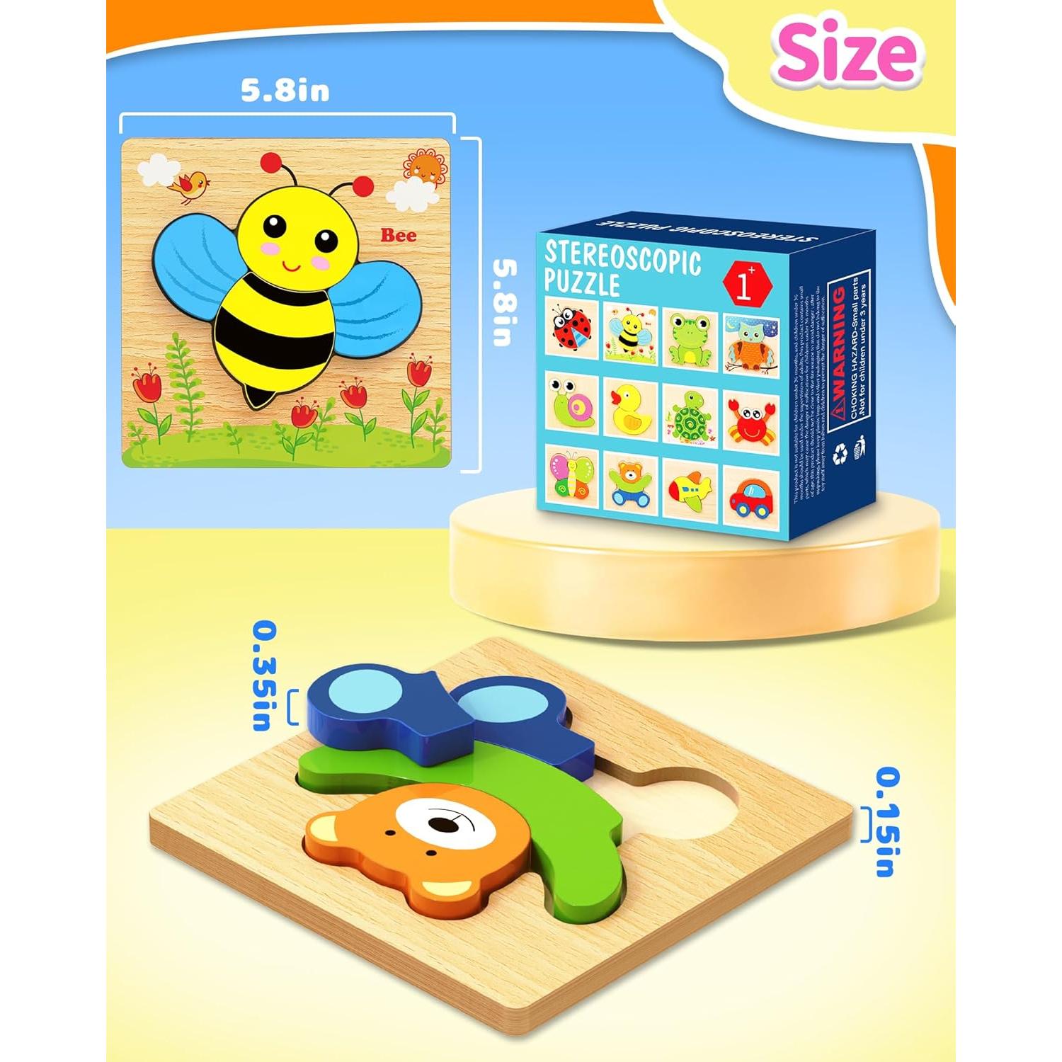 Rompecabezas de Madera Bekayshad para Niños - 4 Piezas Educativas