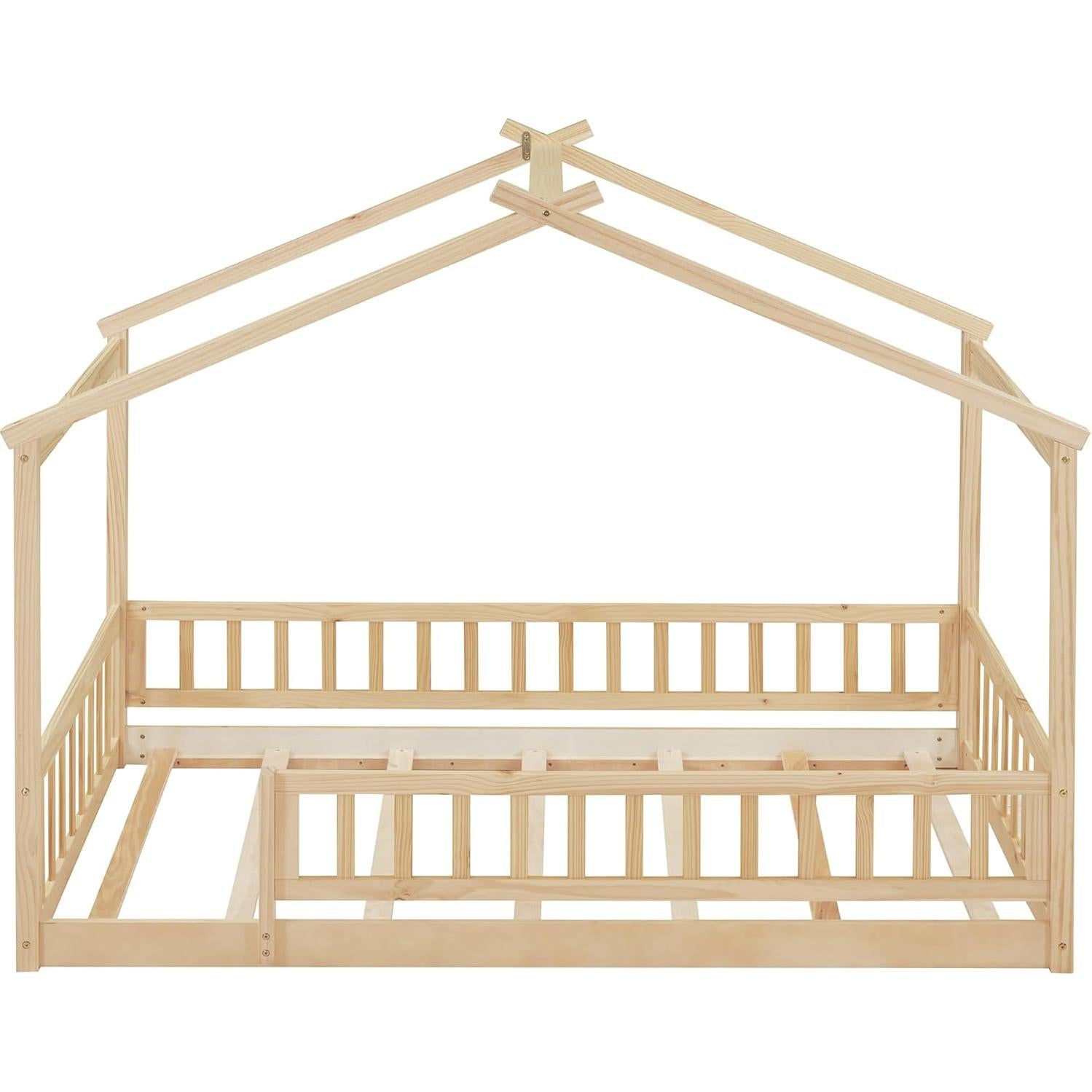 Cama Casa de Madera Twin Bellemave con Barandillas para Niños