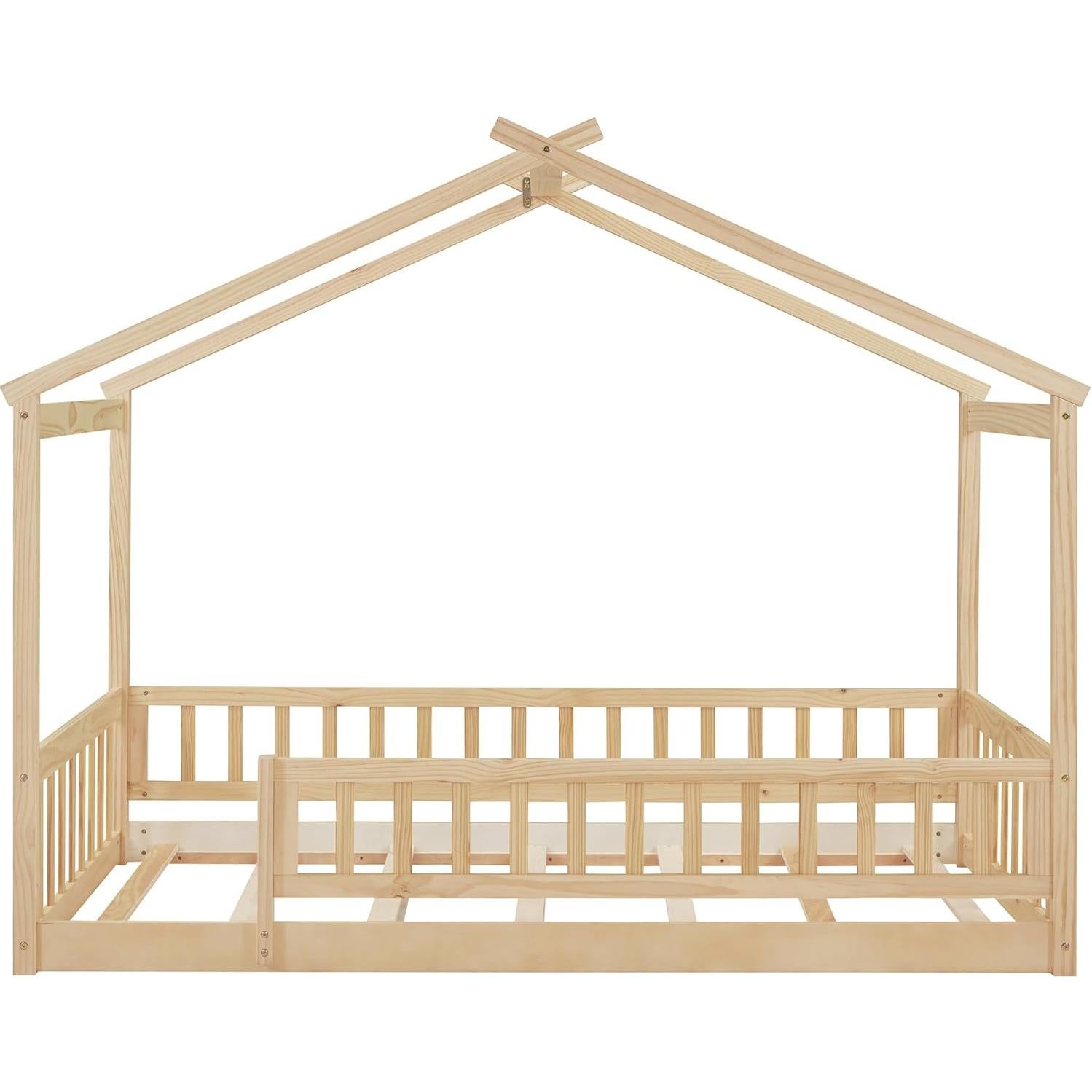 Cama Casa de Madera Twin Bellemave con Barandillas para Niños