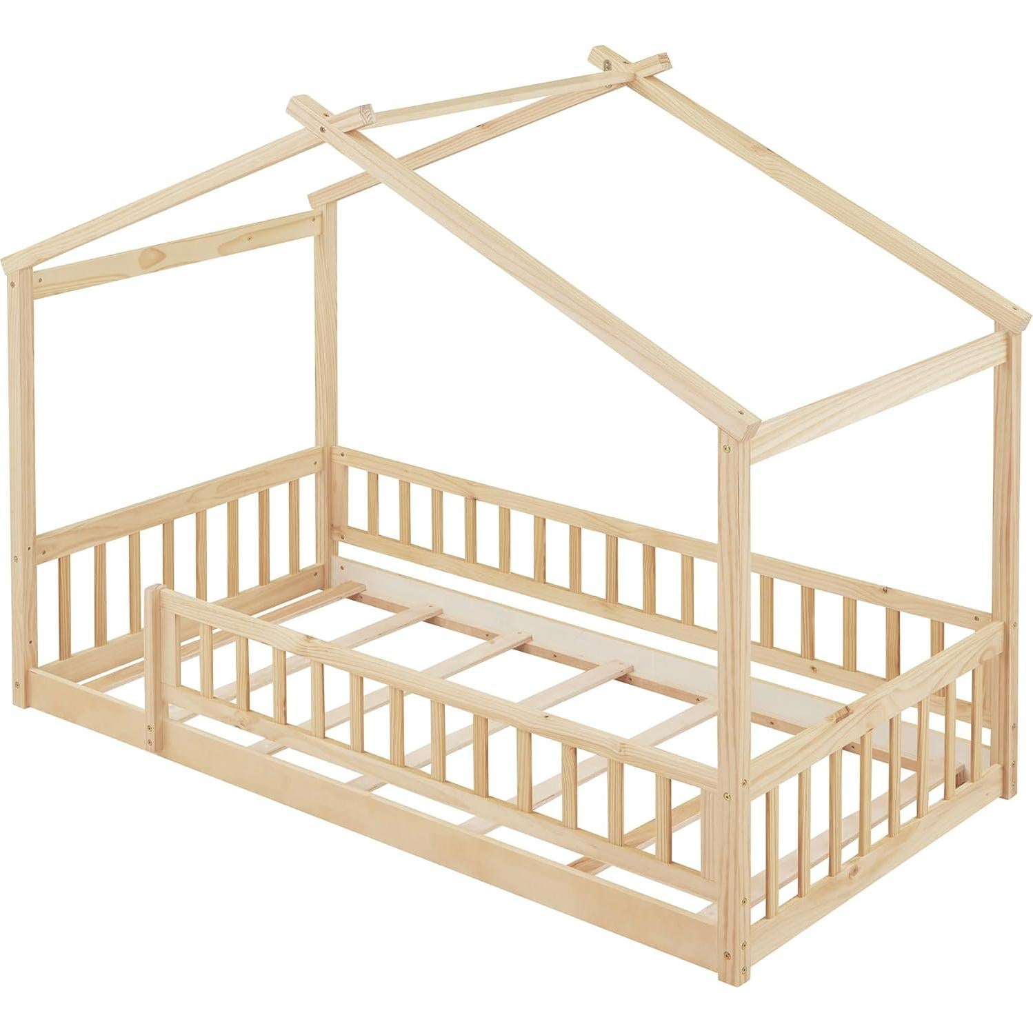 Cama Montessori Twin Harper & Bright, Madera Natural, Sin Somier