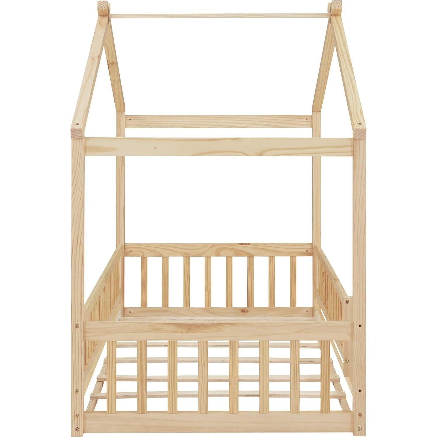 Cama Montessori Twin Harper & Bright, Madera Natural, Sin Somier