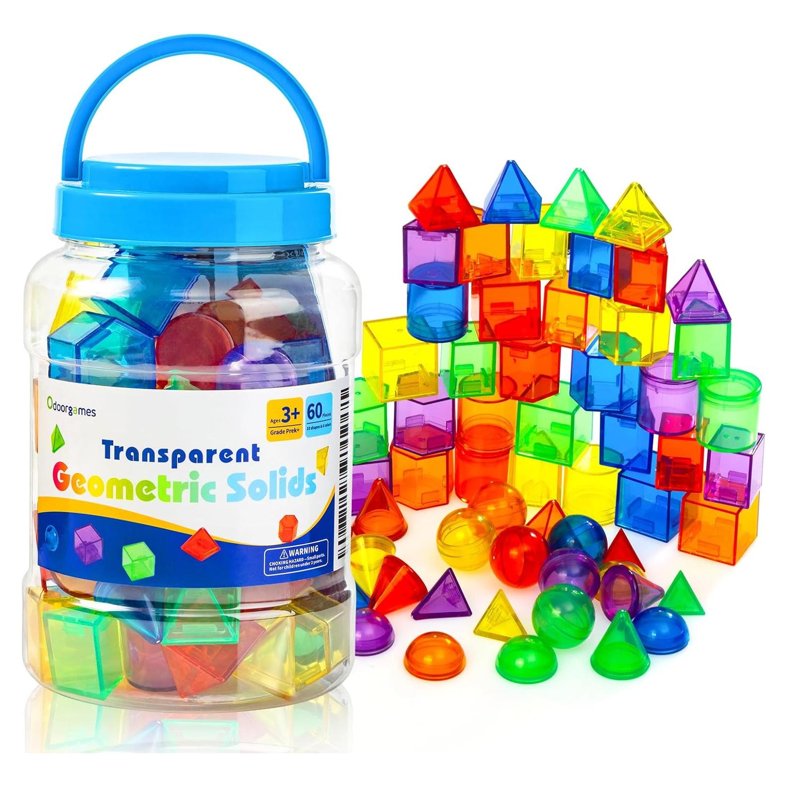 60 Piezas Formas 3D Odoorgames - Juguetes Translúcidos para Niños