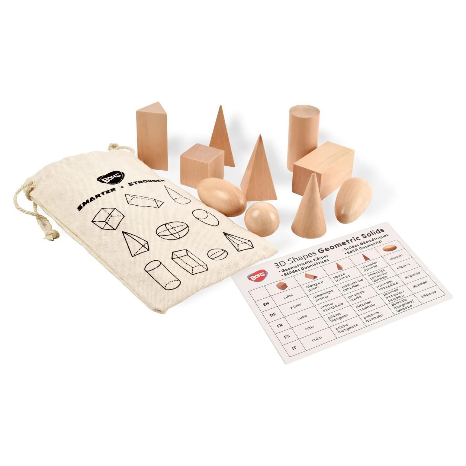 Juego de Adivinanza de Sólidos Geométricos BOHS - 10 Formas 3D