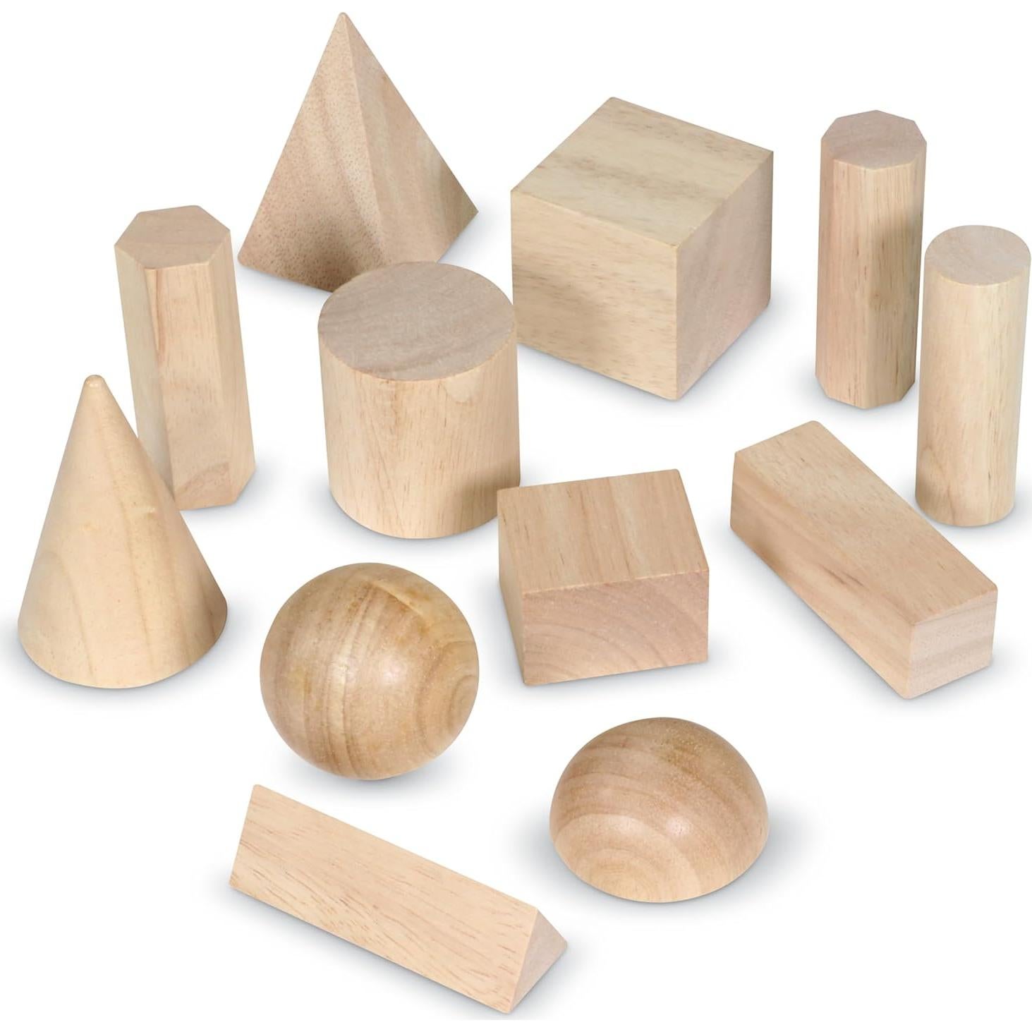 Conjunto de 12 Sólidos Geométricos de Madera Recursos de Aprendizaje