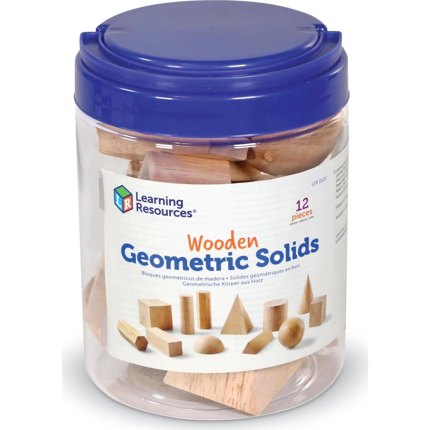 Conjunto de 12 Sólidos Geométricos de Madera Recursos de Aprendizaje