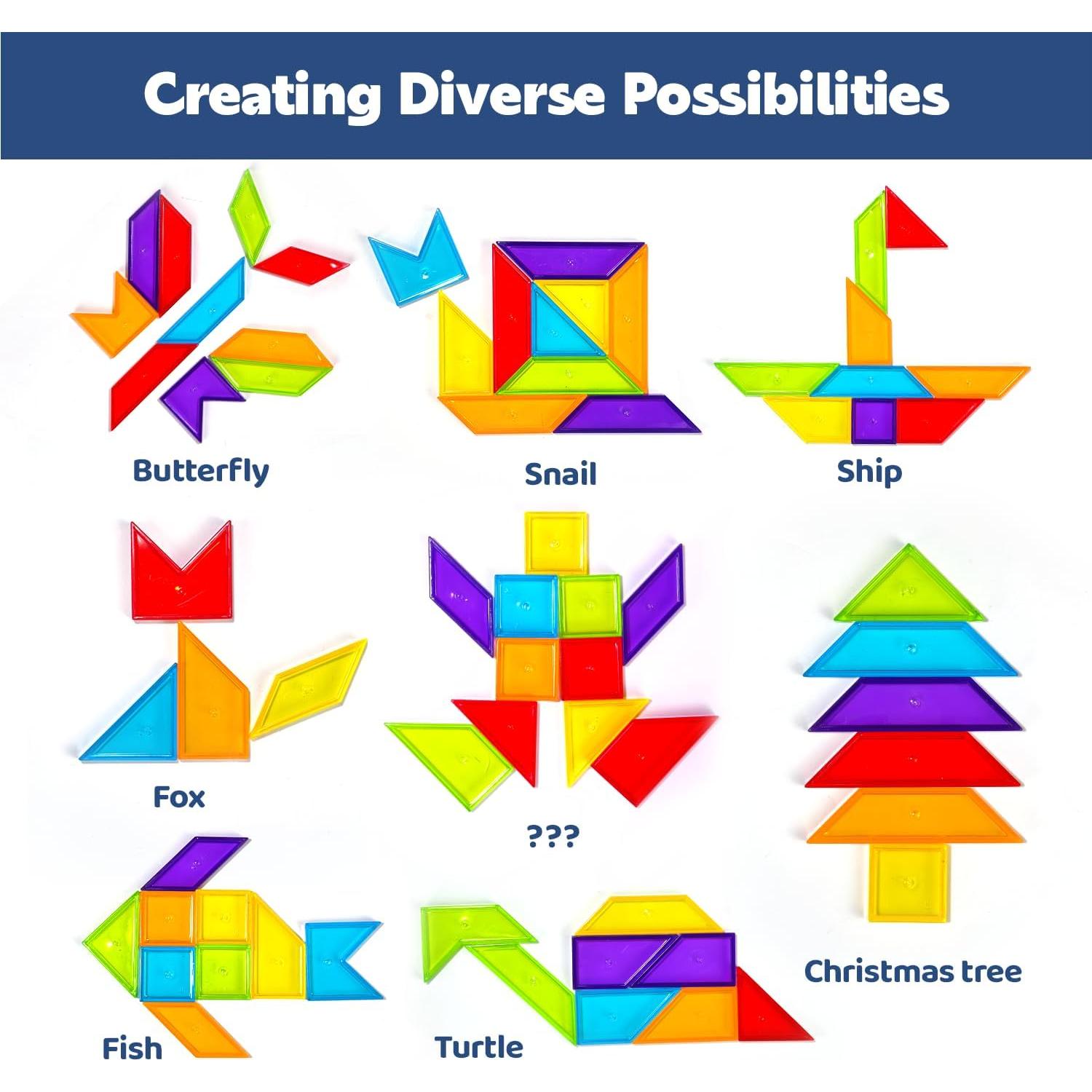 Bloques de Patrón Transparentes Pairez Toys 126 Piezas 6 Colores