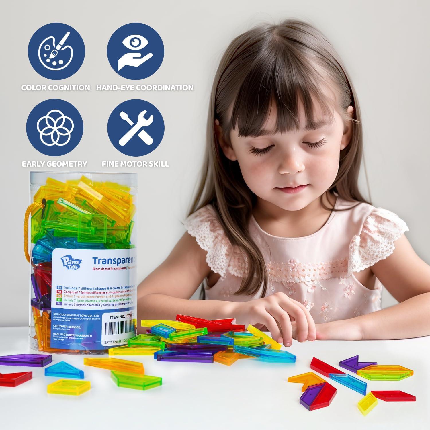 Bloques de Patrón Transparentes Pairez Toys 126 Piezas 6 Colores