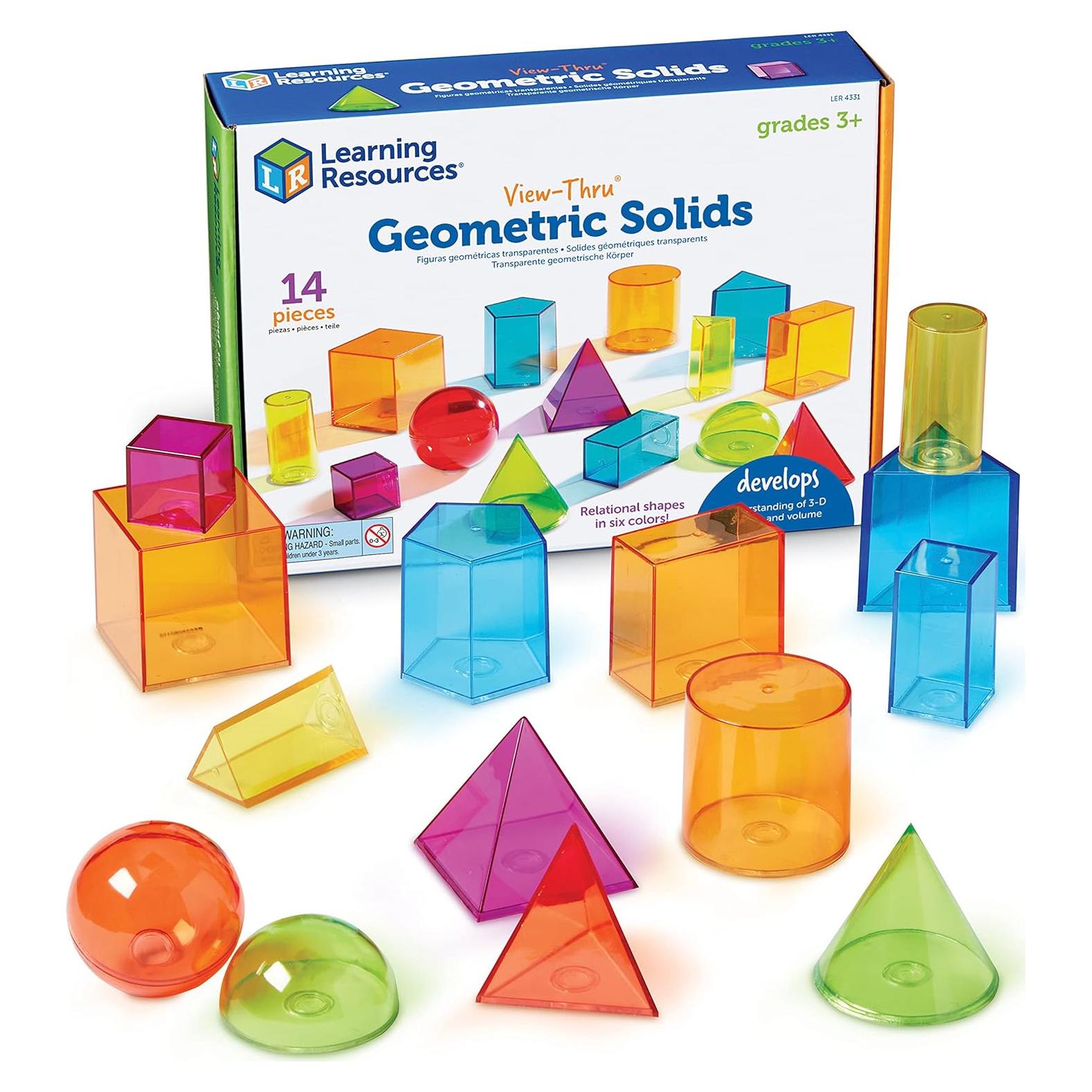 Sólidos Geométricos Transparentes Recursos de Aprendizaje 14 Piezas