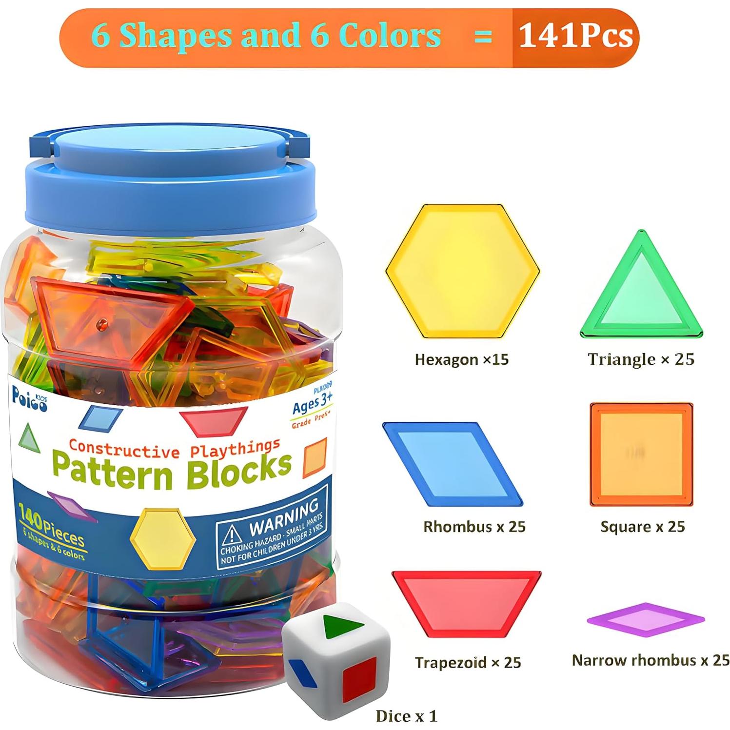 Bloques de Patrón Translúcidos 141 Pcs Juguetes Educativos