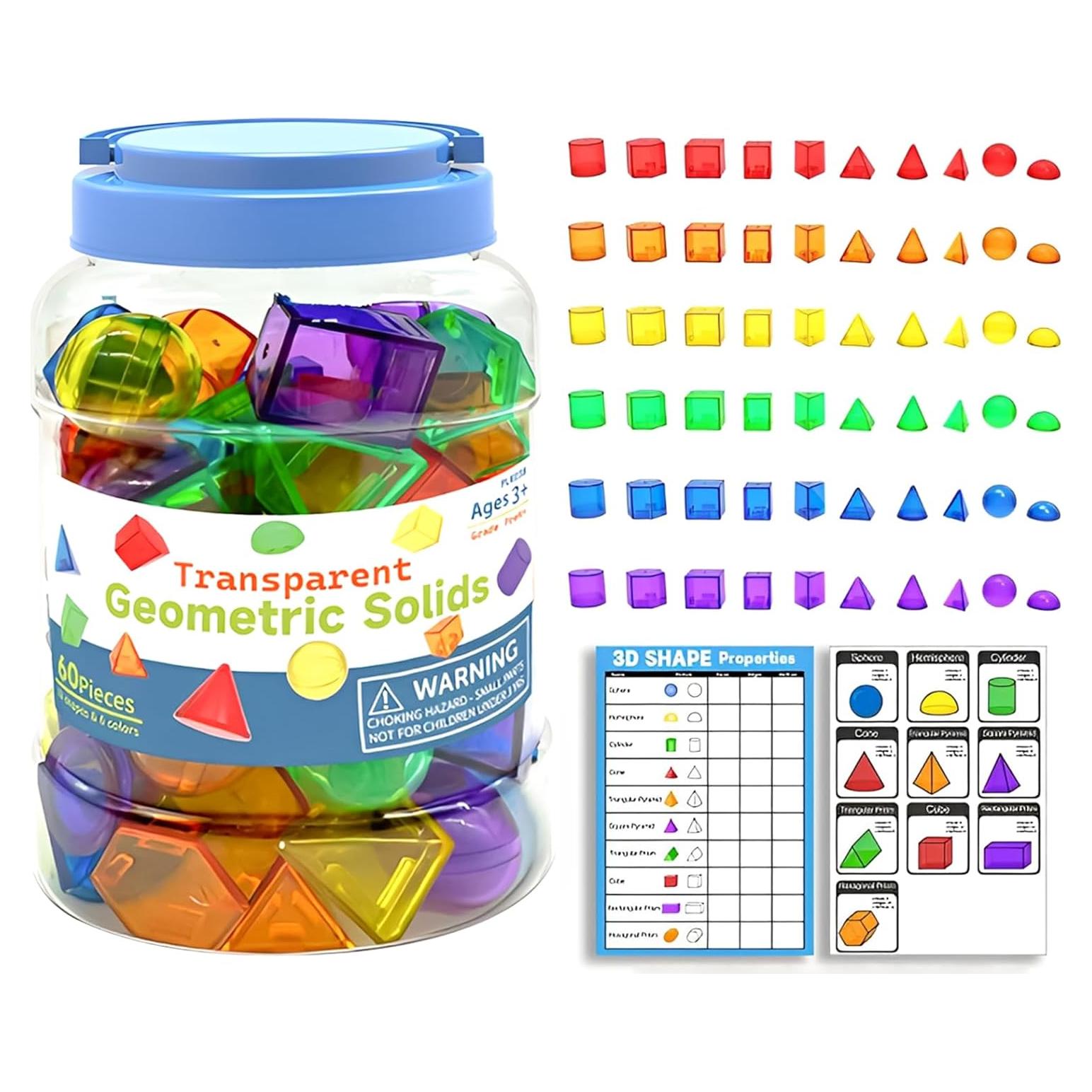 60 Piezas Formas 3D Geométricas Transparentes Yunhe