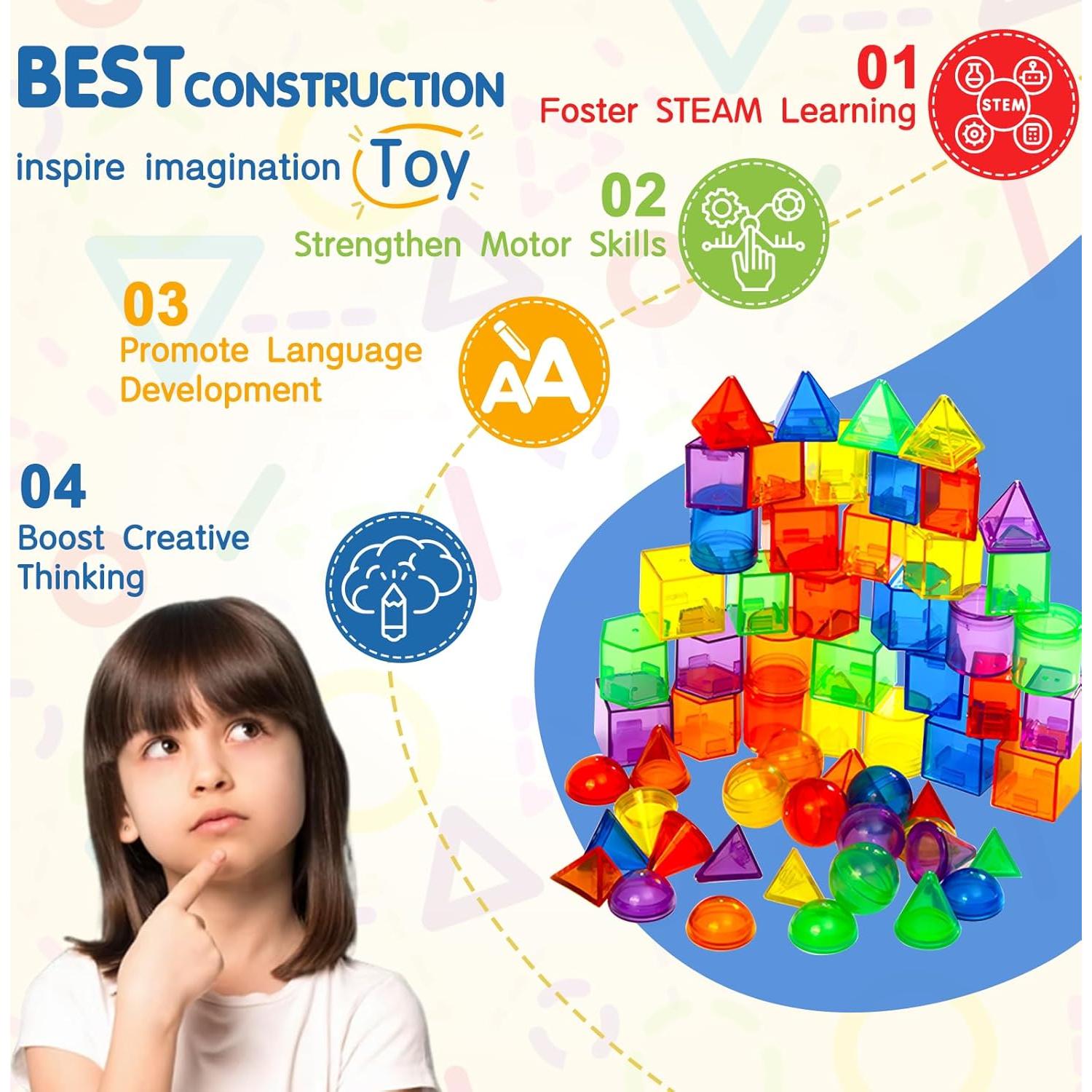 60 Piezas Formas 3D Geométricas Transparentes Yunhe