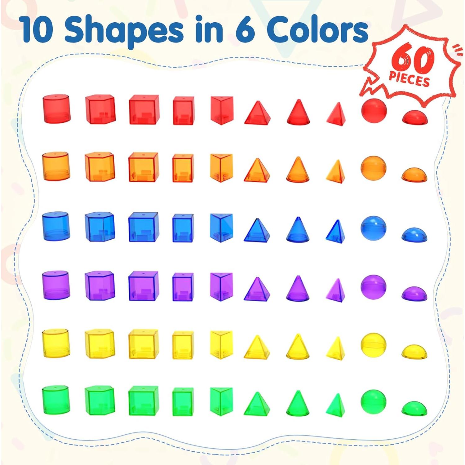 60 Piezas Formas 3D Geométricas Transparentes Yunhe