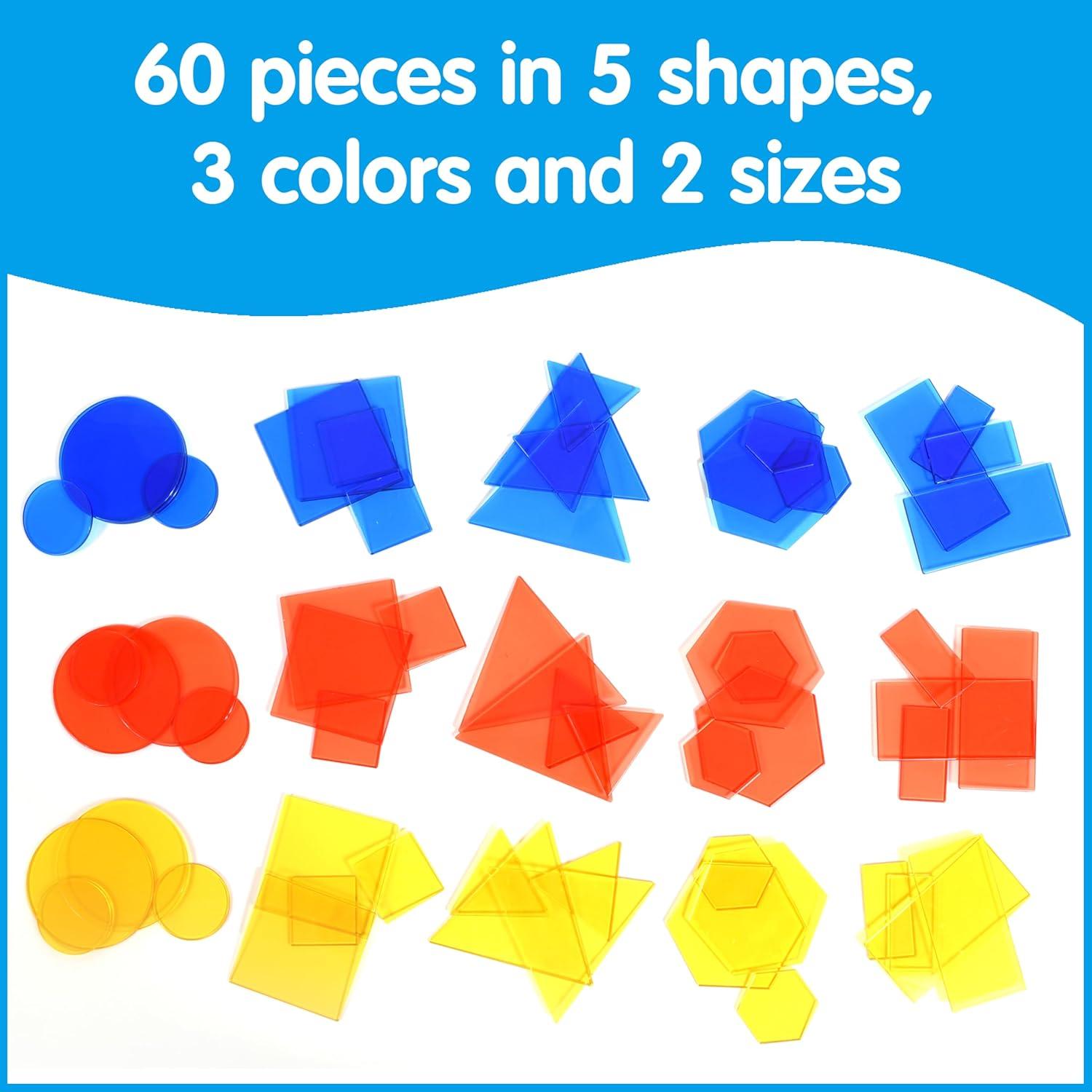 Bloques Atributo Transparentes Edxeducation - 60 Piezas - Juego Sensorial