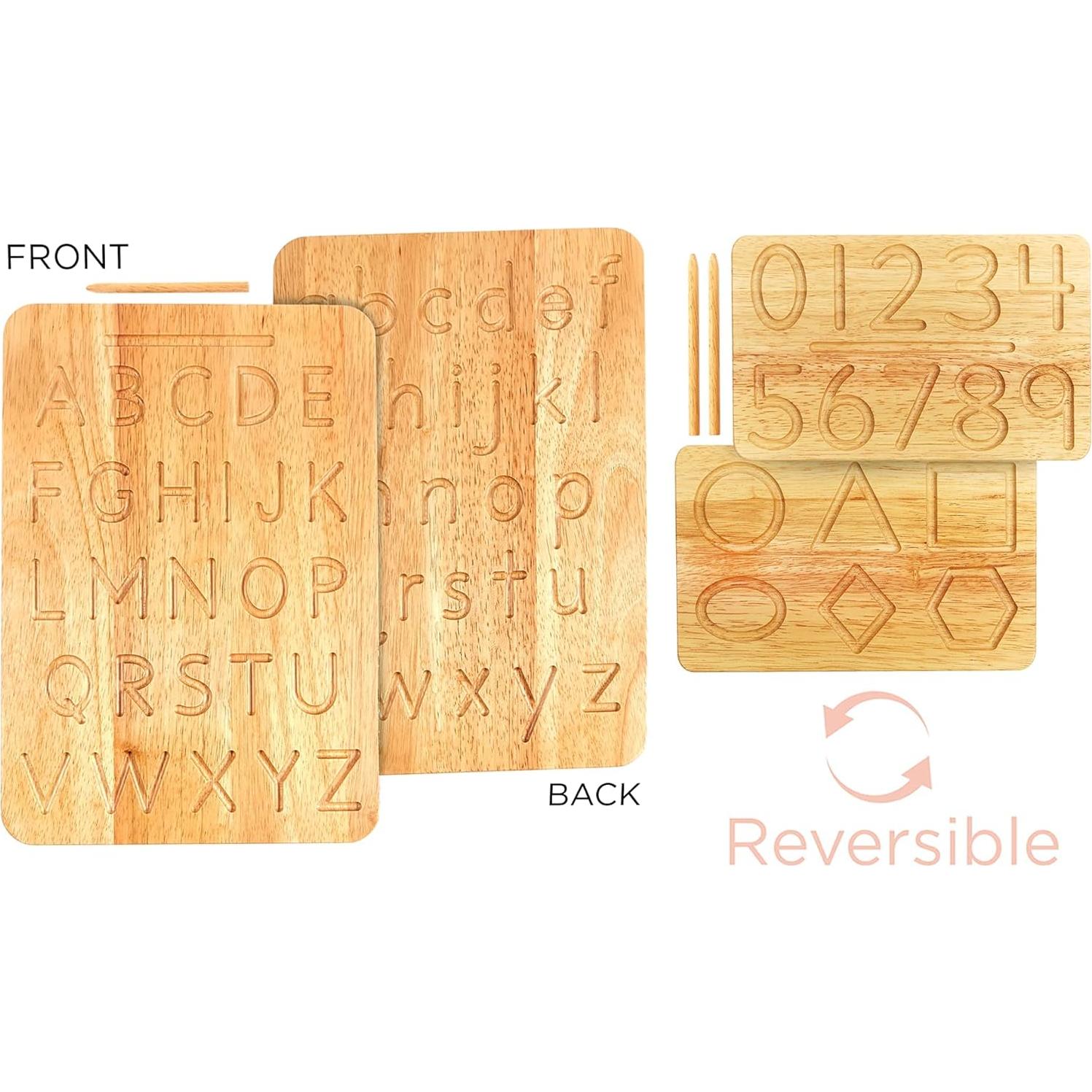 Juego de Tablero Montessori de Trazado de Letras y Números de Madera