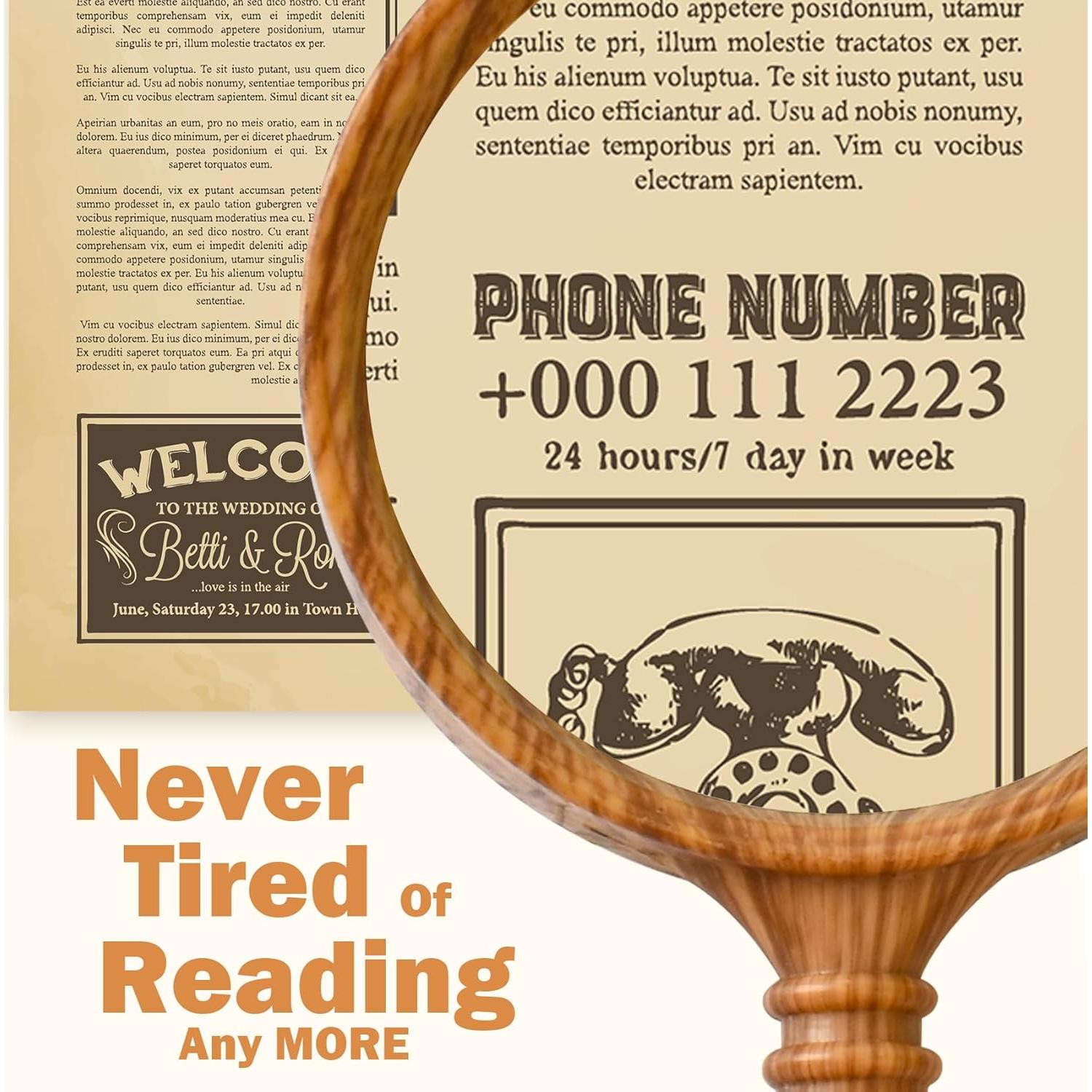 Lupa de Mano 10X NANAOUS 75 mm Irrompible para Lectura