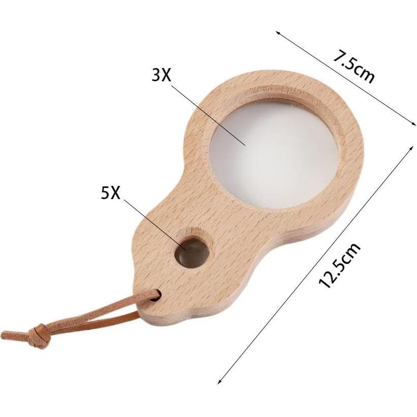Lupa de Madera Pokinge 5X para Niños y Lectura