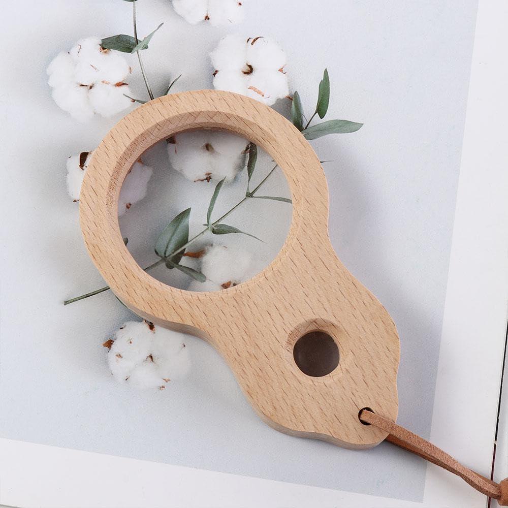 Lupa de Madera Pokinge 5X para Niños y Lectura