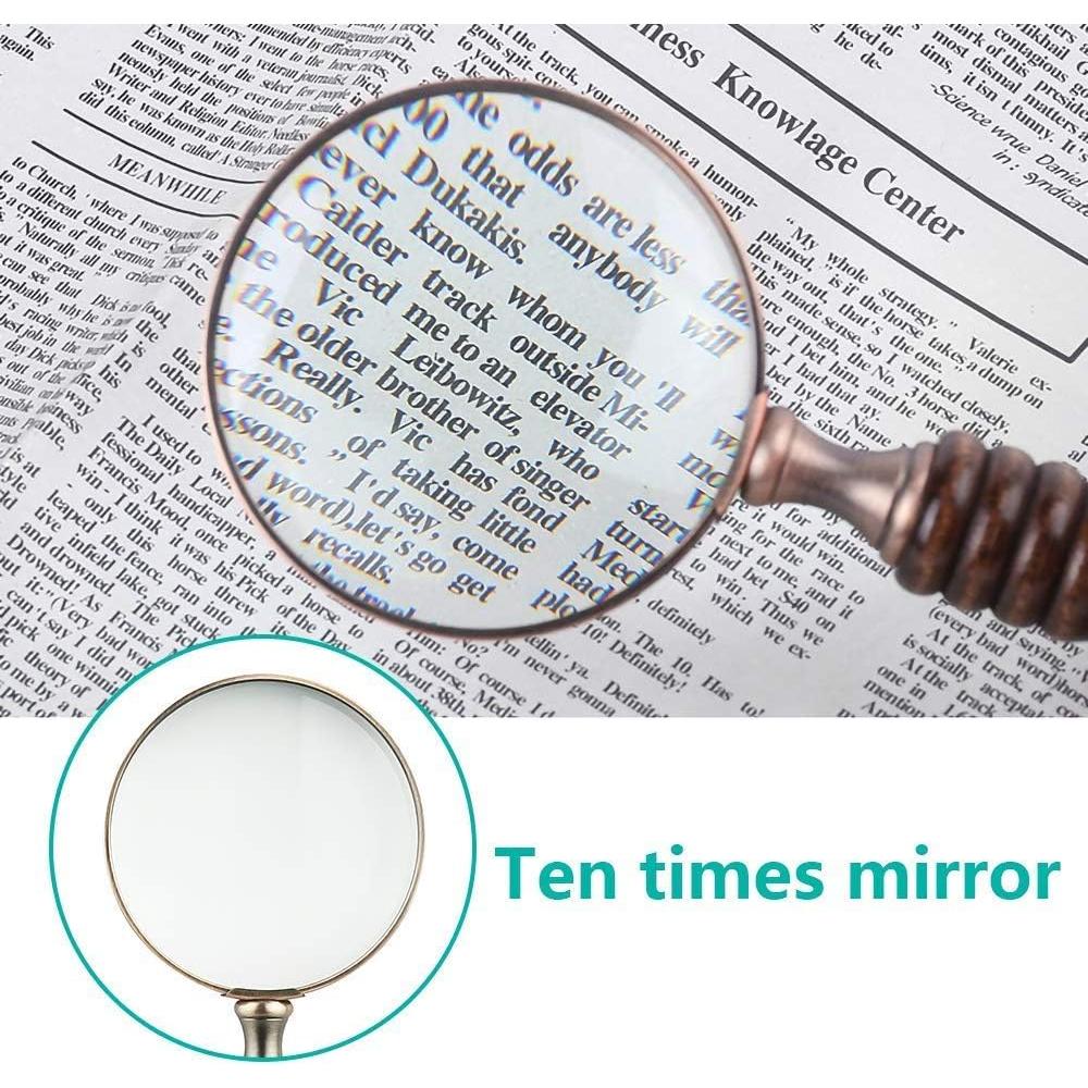 Lupa de Mano WIOR 10X Cobre Antiguo con Mango de Sándalo