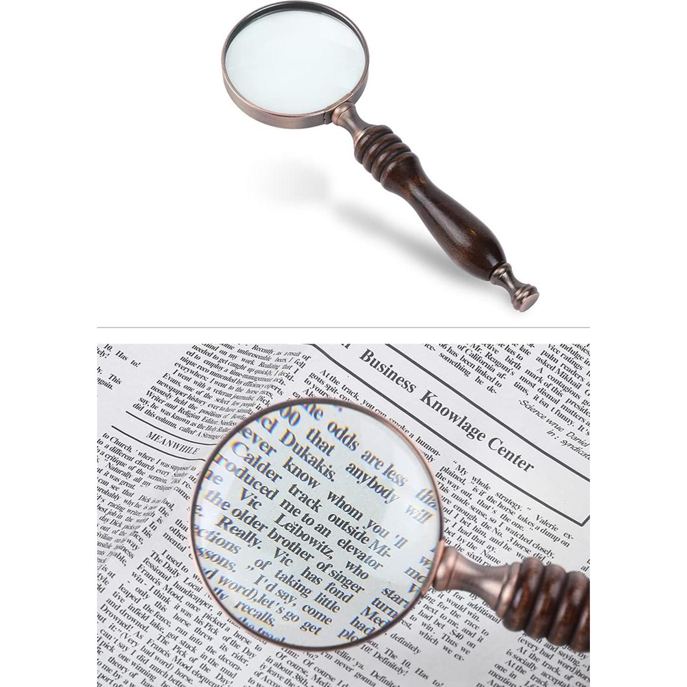 Lupa de Mano Meichoon 10X con Mango de Madera Clásico