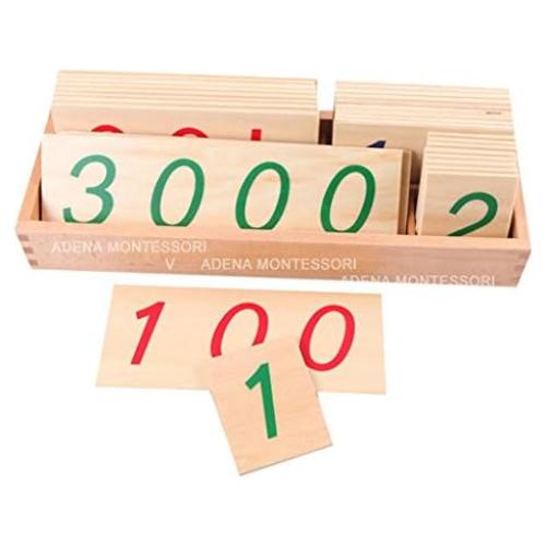 Tarjetas de Números de Madera Grande Adena Montessori 1-3000