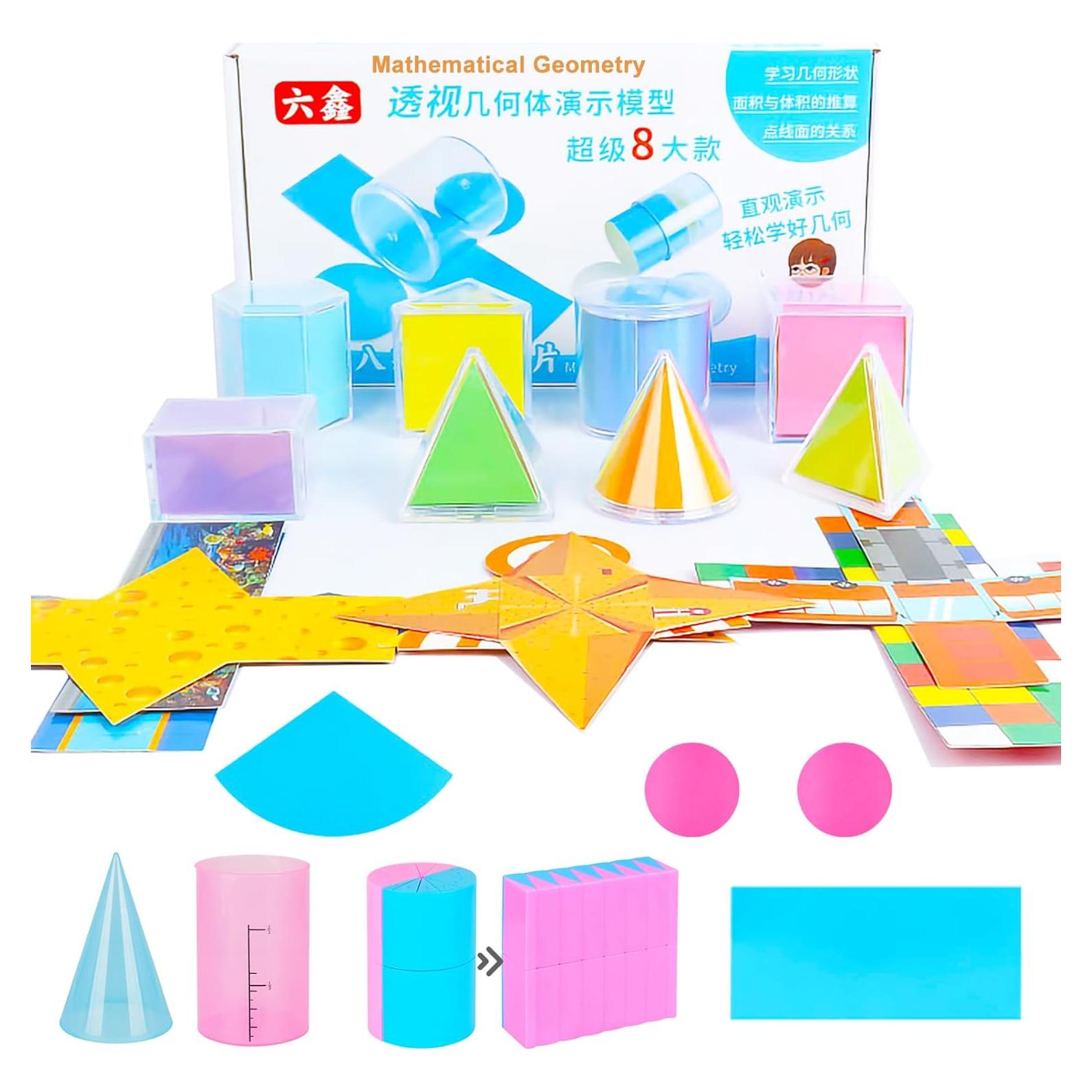 Conjunto de Sólidos Geométricos 3D EXBEPE - 8 Formas + Tarjetas