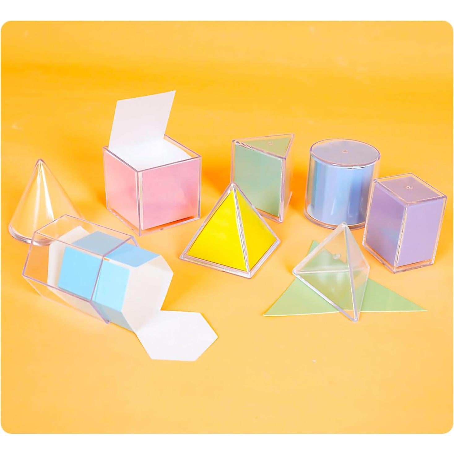 Conjunto de Sólidos Geométricos 3D EXBEPE - 8 Formas + Tarjetas