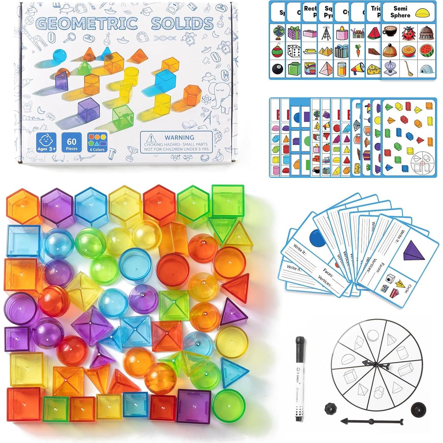 60 Piezas de Formas Geométricas 3D Odoorgames para Aprendizaje