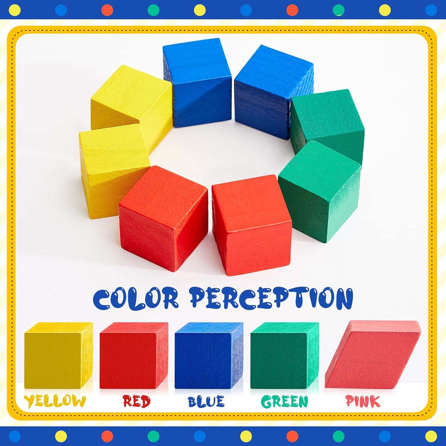 Bloques Geométricos 3D Hiboom 280 Piezas Madera Coloridos