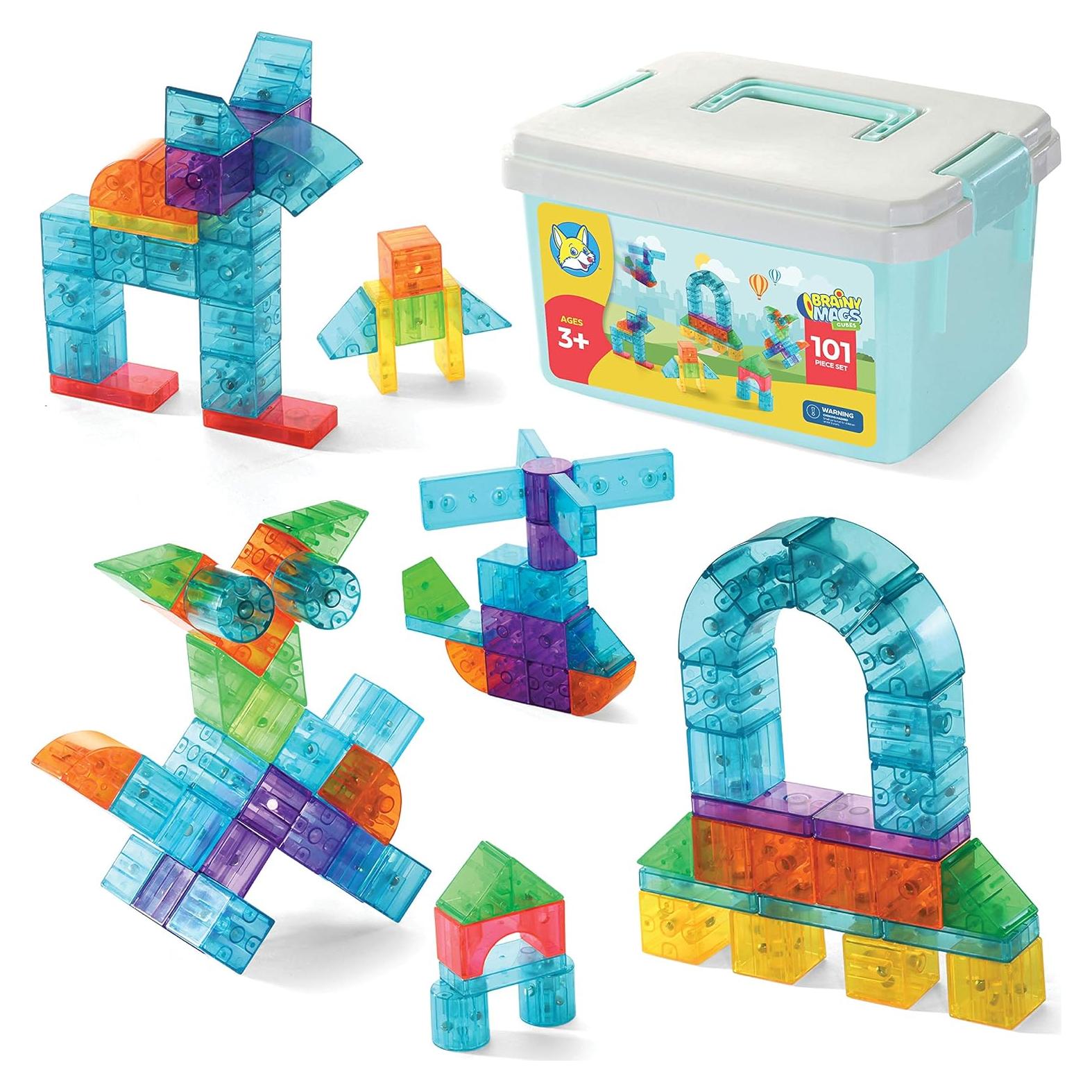 Set de Bloques Magnéticos Play Brainy 101 Piezas 3D para Niños