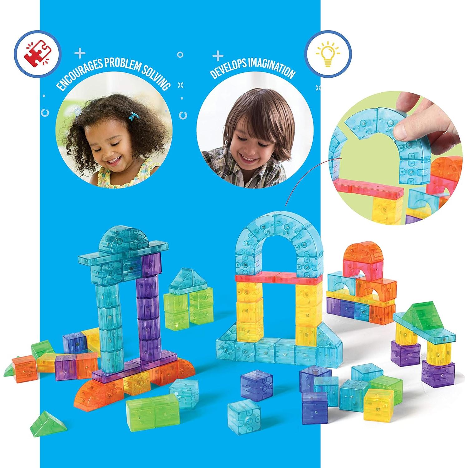 Set de Bloques Magnéticos Play Brainy 101 Piezas 3D para Niños