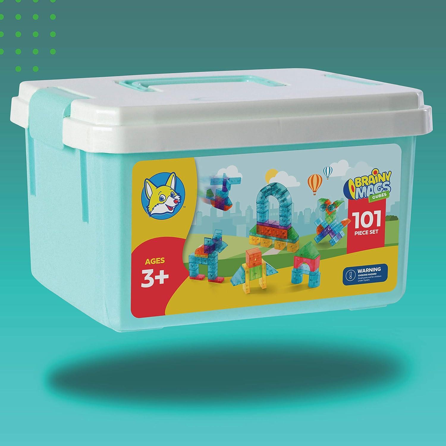 Set de Bloques Magnéticos Play Brainy 101 Piezas 3D para Niños