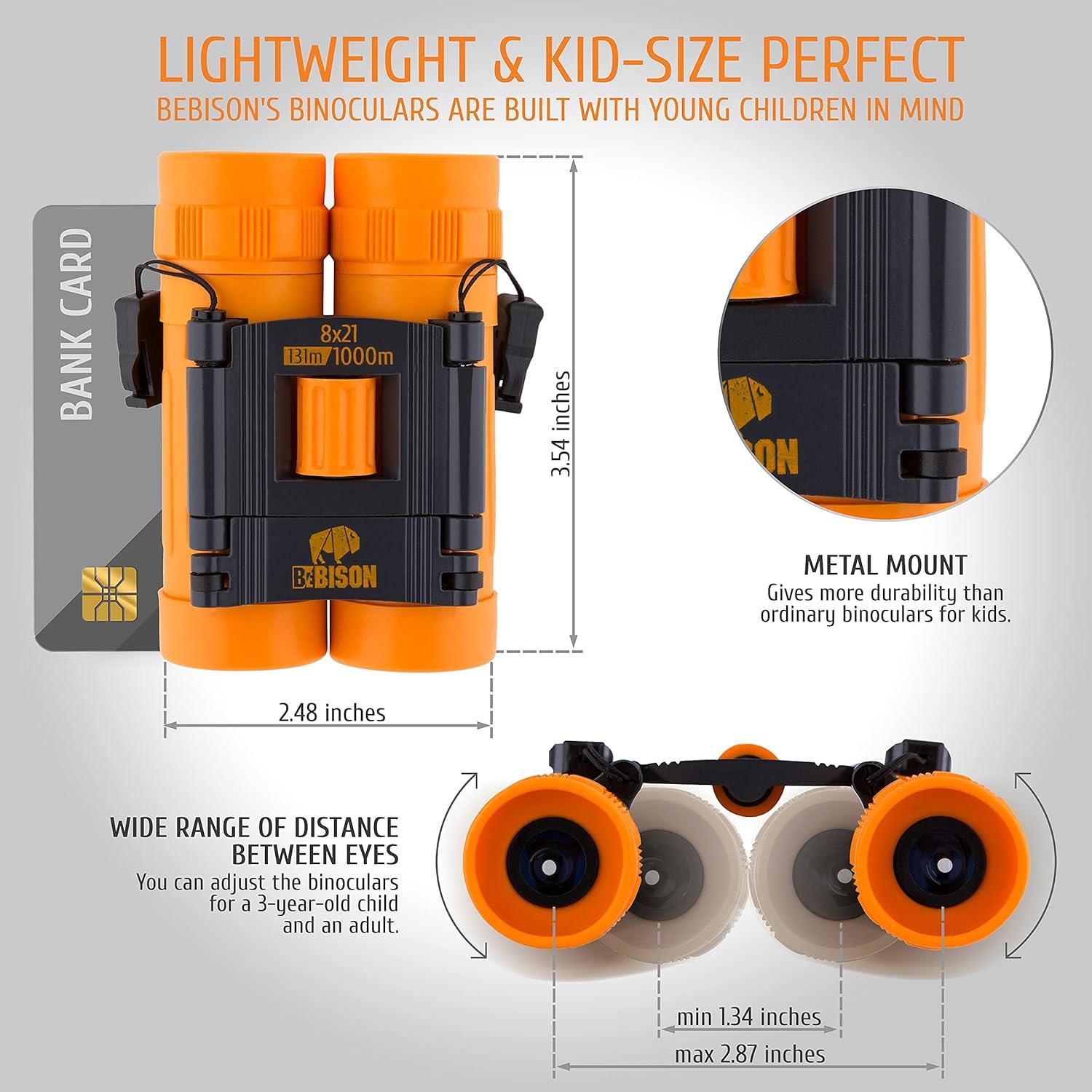 Binoculares BeBison para Niños 8x21 Compactos a Prueba de Golpes