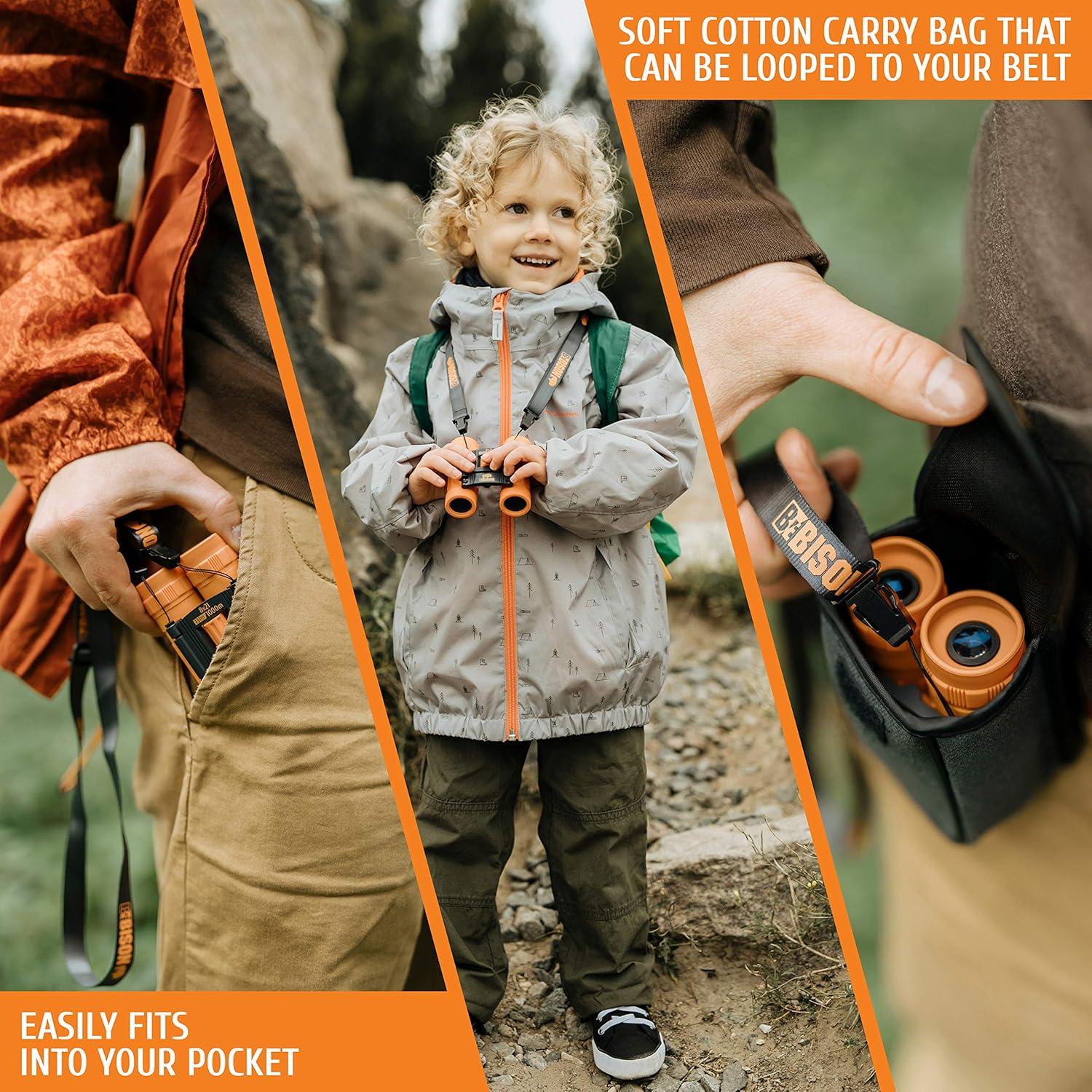 Binoculares BeBison para Niños 8x21 Compactos a Prueba de Golpes