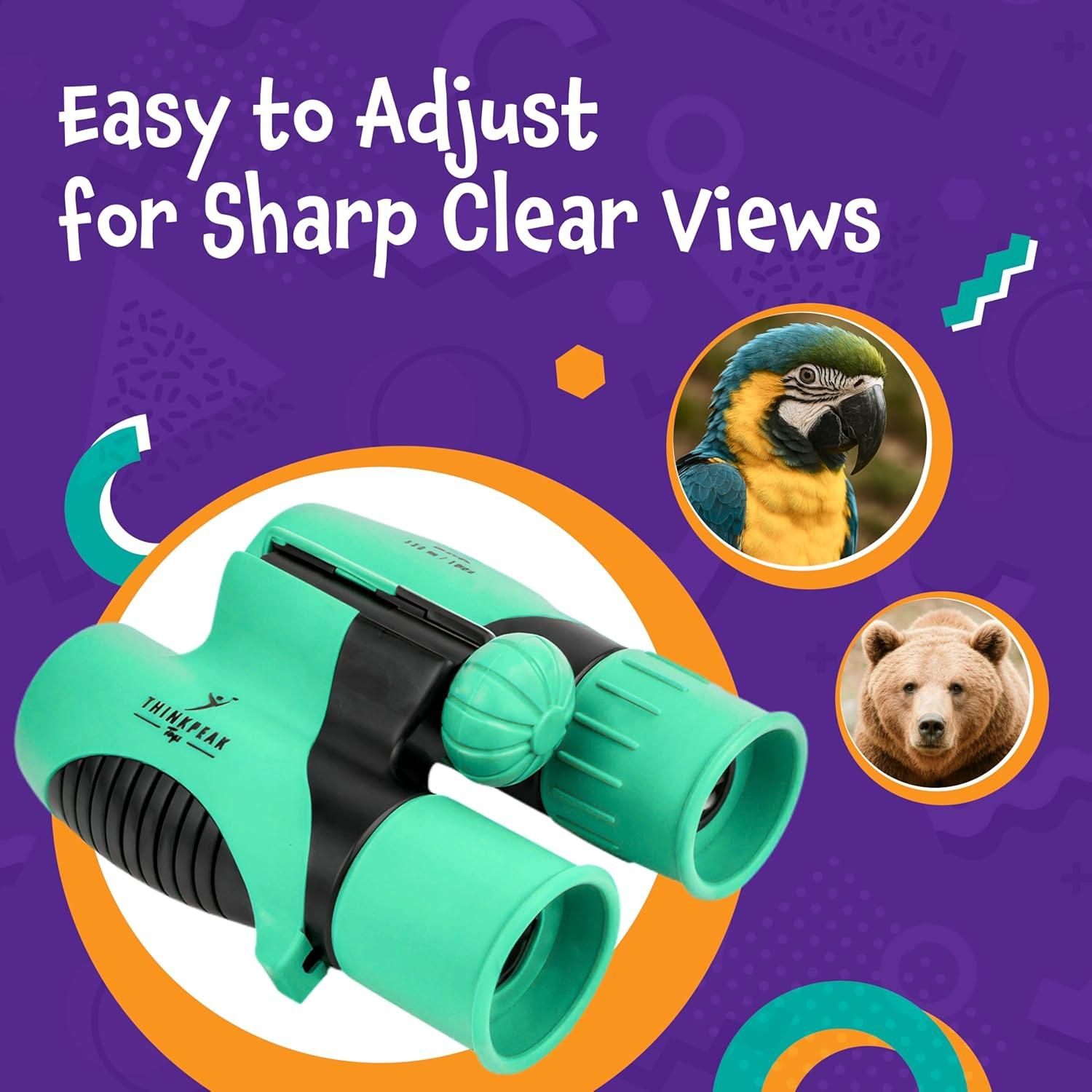 Binoculares Think Peak Verde para Niños 4-8 Años - Aventura al Aire Libre