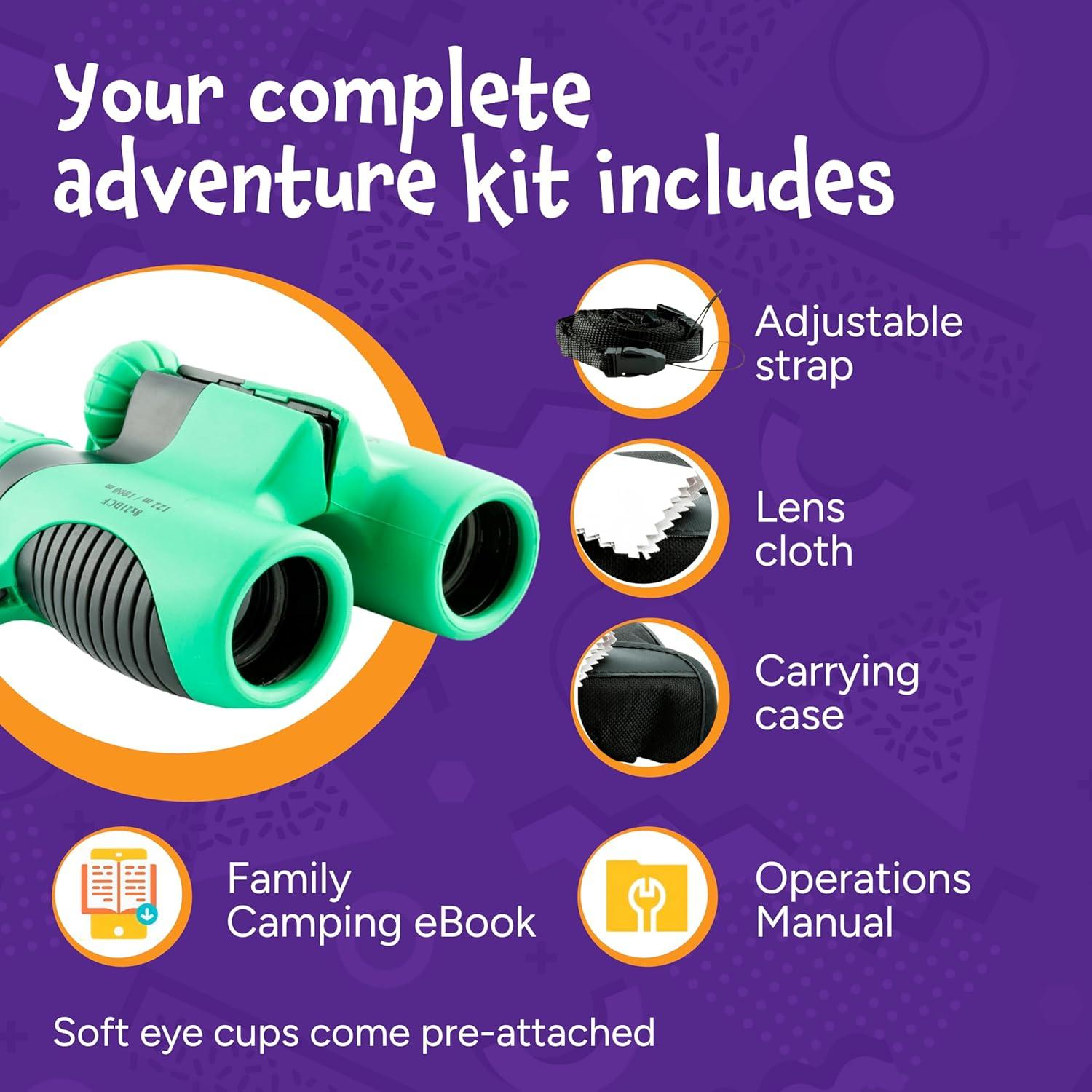 Binoculares Think Peak Verde para Niños 4-8 Años - Aventura al Aire Libre