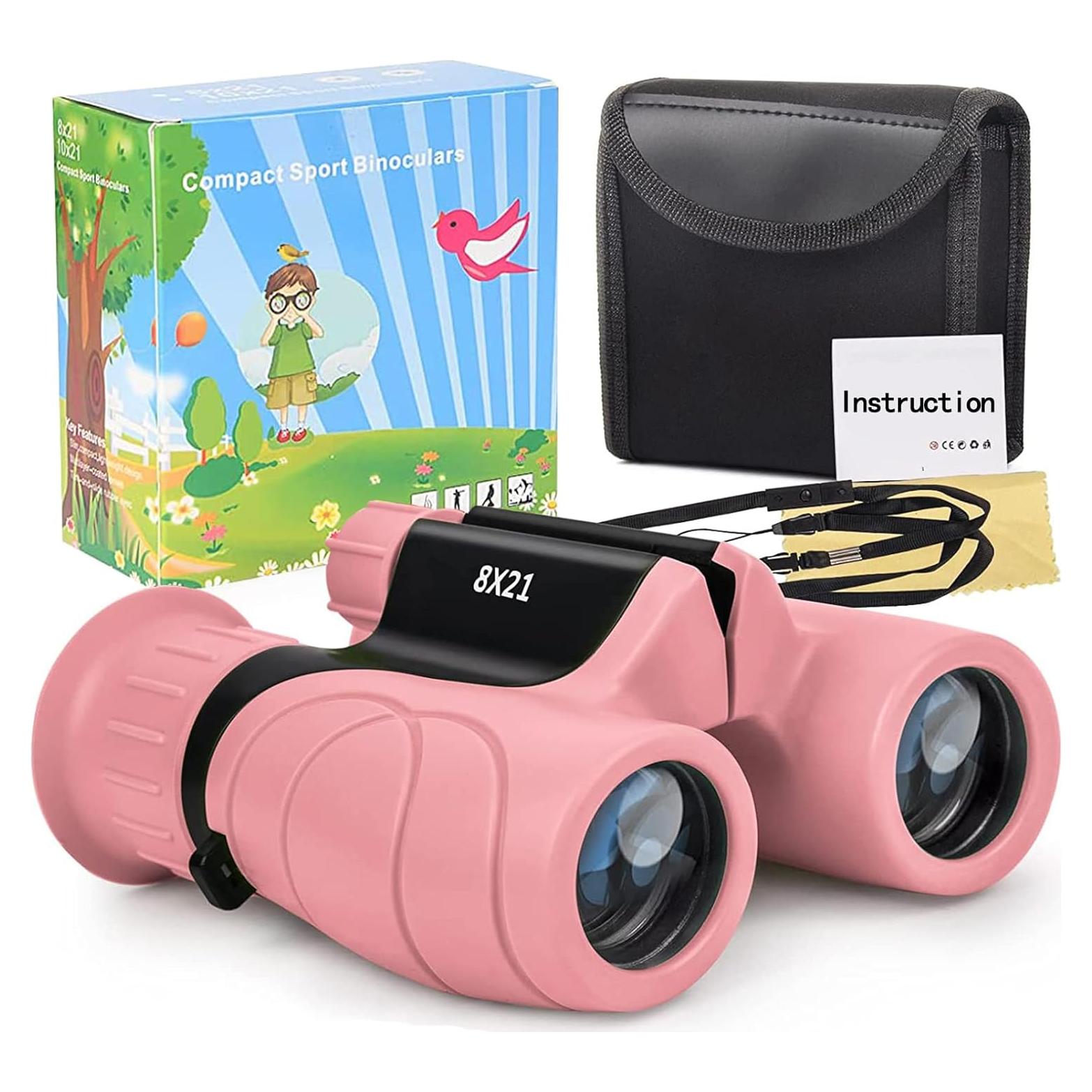 Binoculares TEZILON 8x21 para Niños - Alta Resolución Rosa