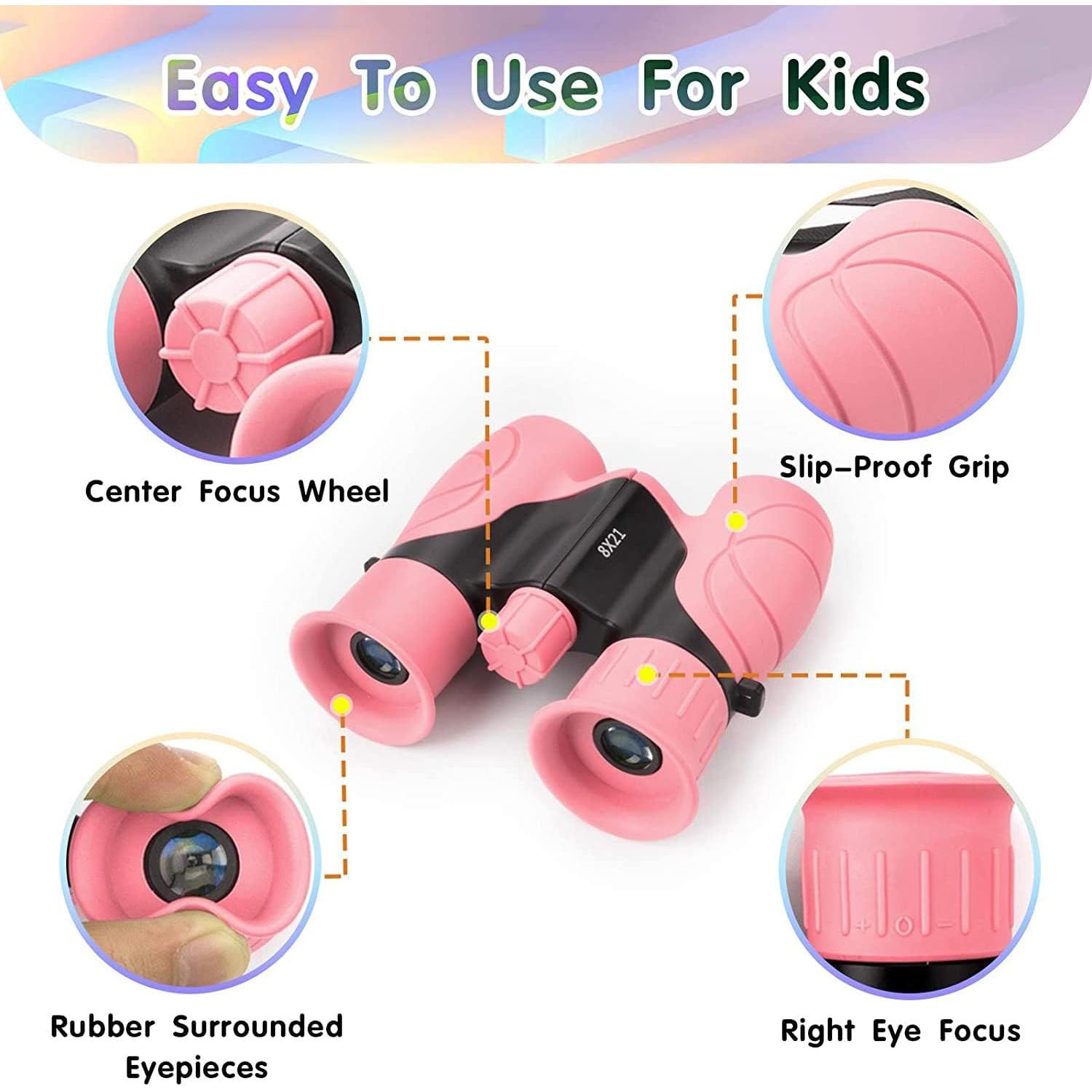 Binoculares TEZILON 8x21 para Niños - Alta Resolución Rosa