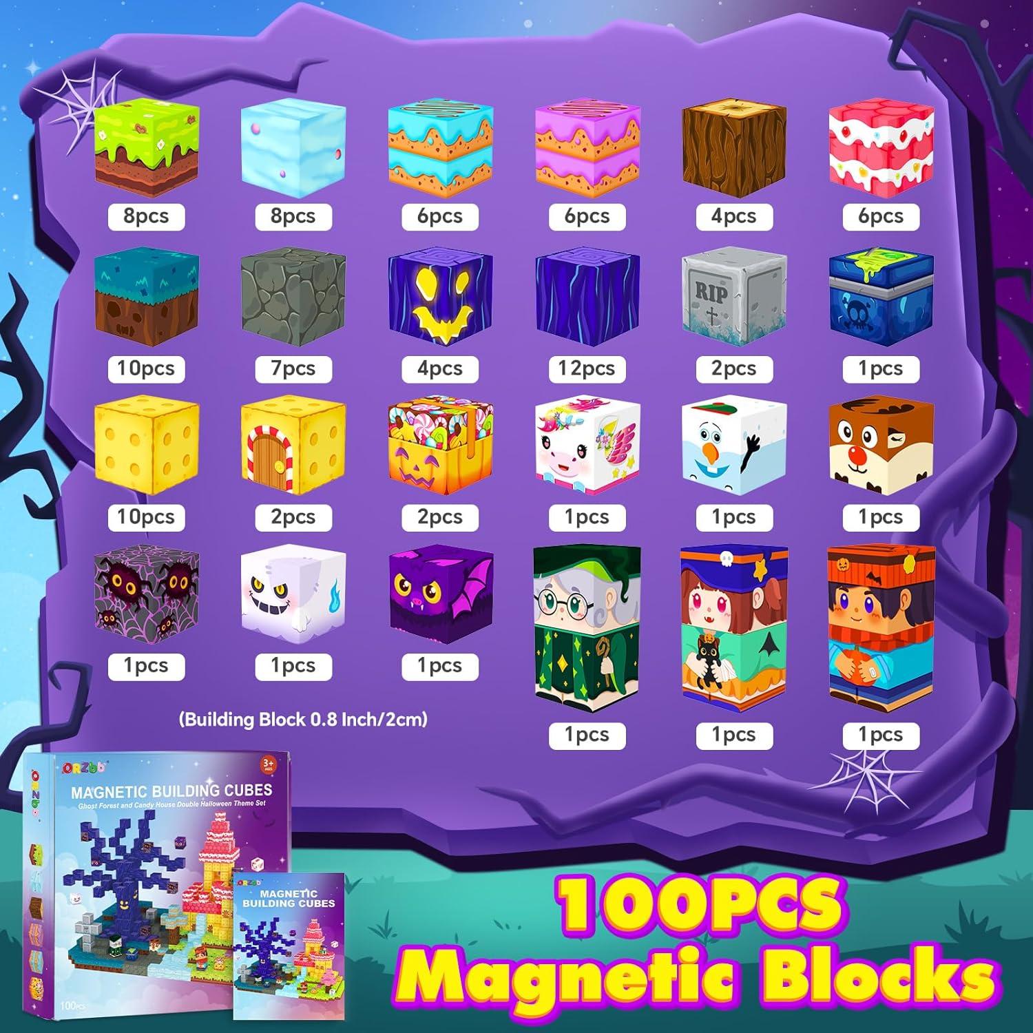 Bloques Magnéticos de Construcción ORZbb 100 Piezas Halloween