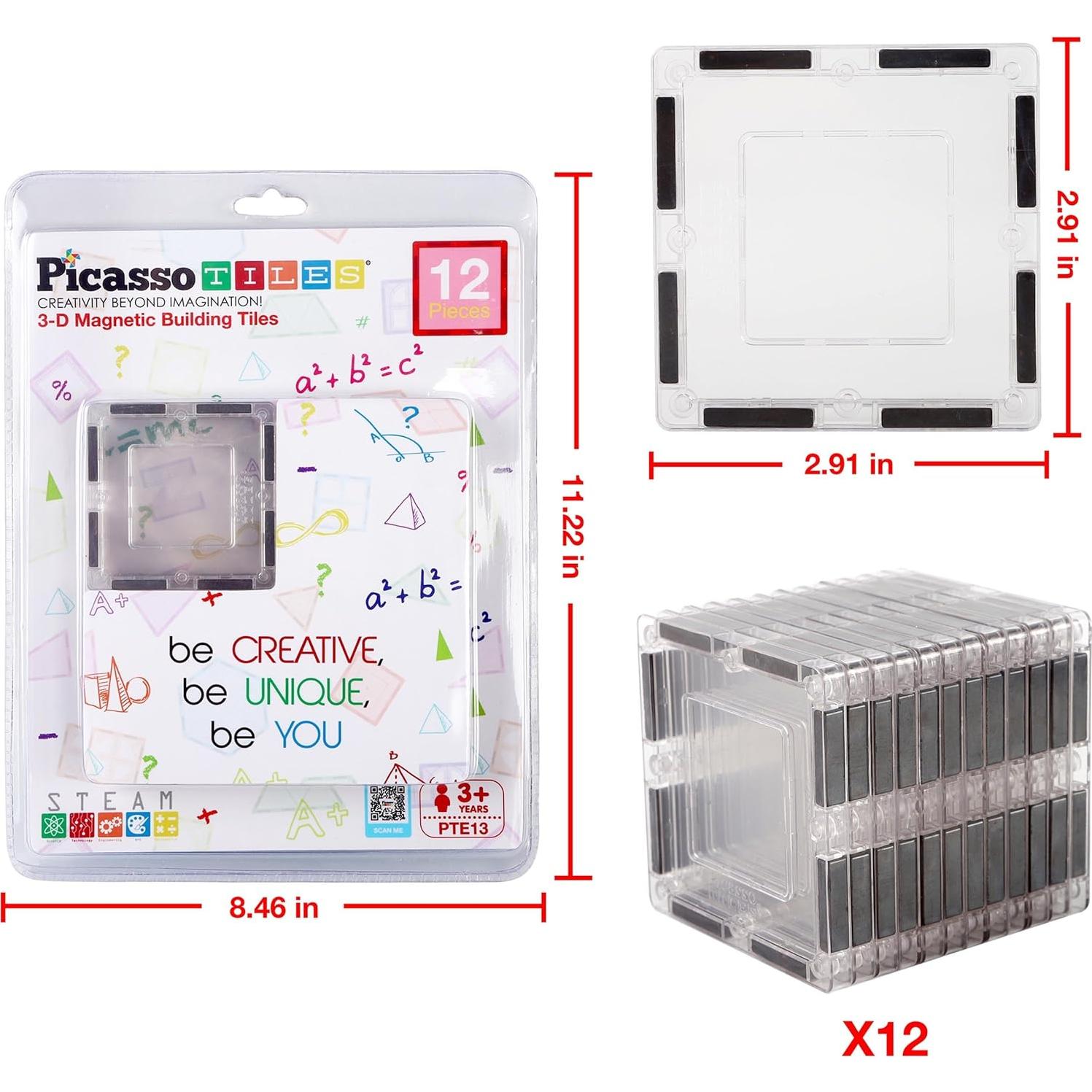 Juego de Azulejos Magnéticos Transparentes PicassoTiles PTE13