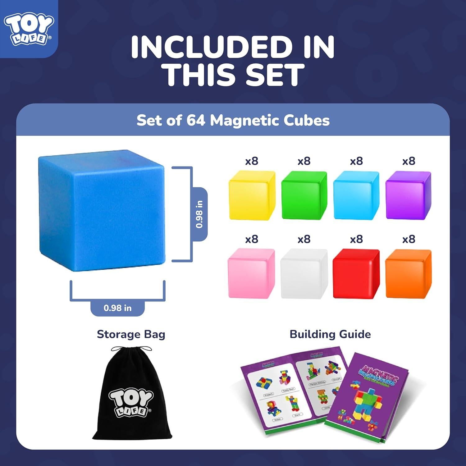 64PCS Bloques Magnéticos TOY Life para Niños 3-12 Años