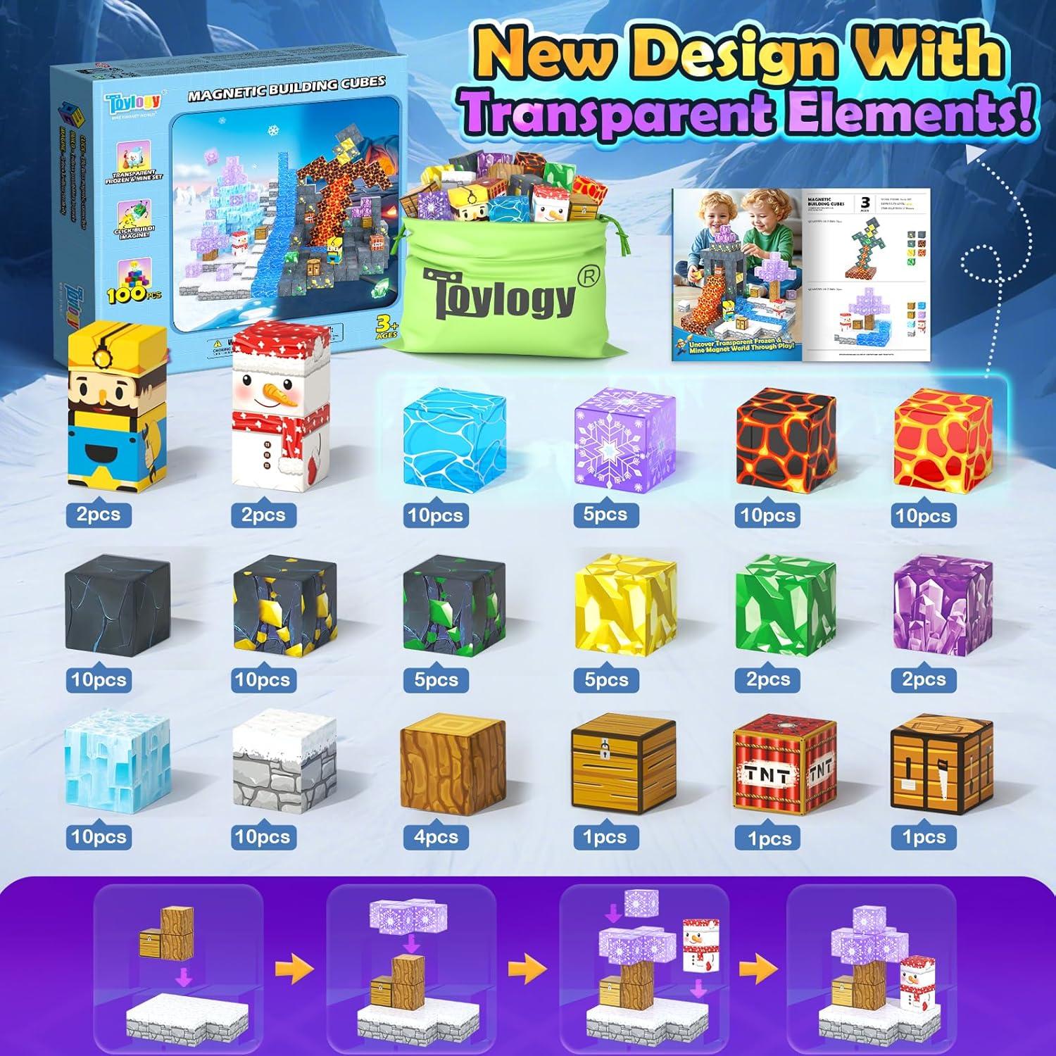 Bloques Magnéticos Toylogy 100PCS Juguetes Educativos 3-8 Años